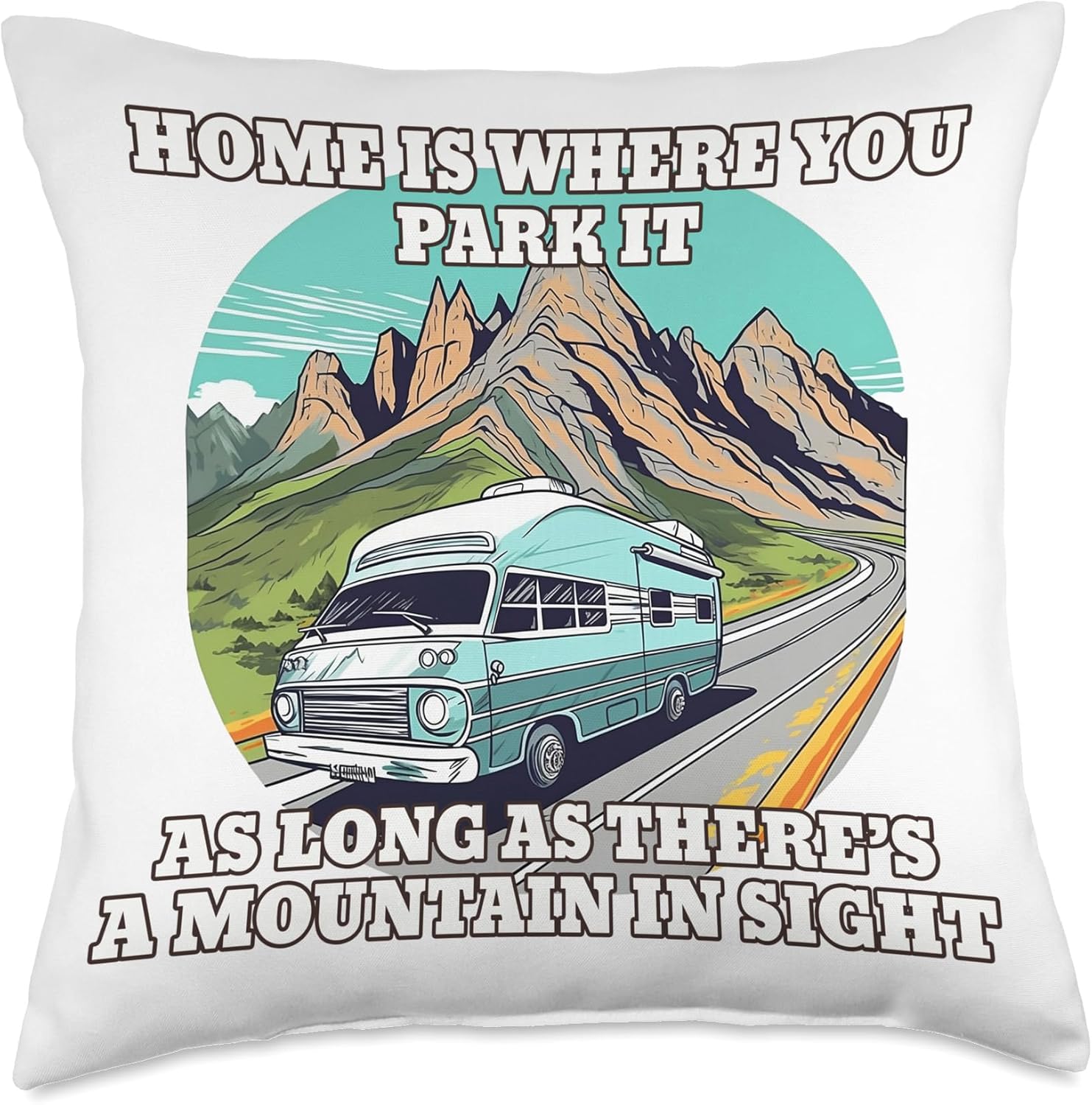 Caravan RV Camper Throw Pillow 18x18 Multicolor 1