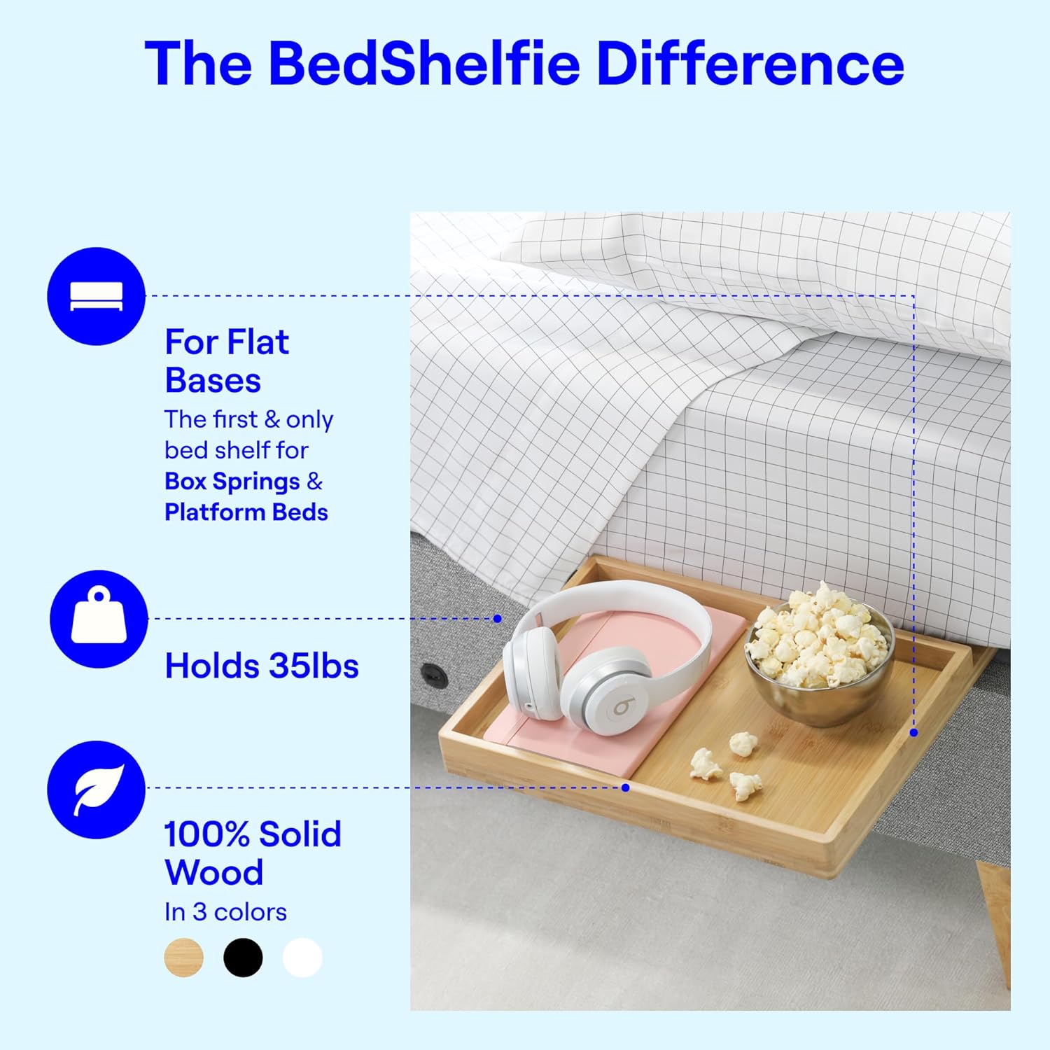 BedShelfie Floating Bedside Shelf for Bunk Beds and Dorm Rooms