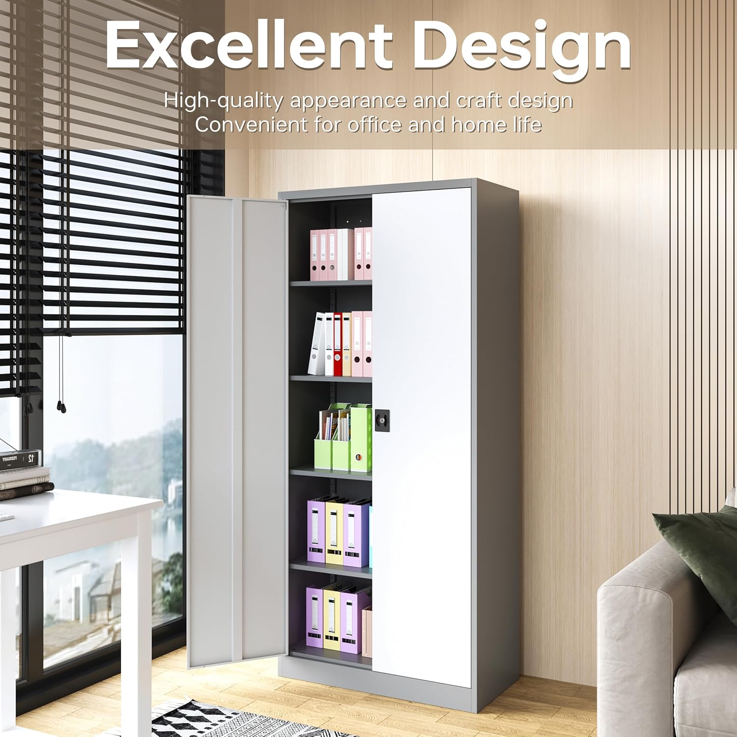 SISESOL 71 Inch Metal Storage Cabinet with Lock and Adjustable Shelves
