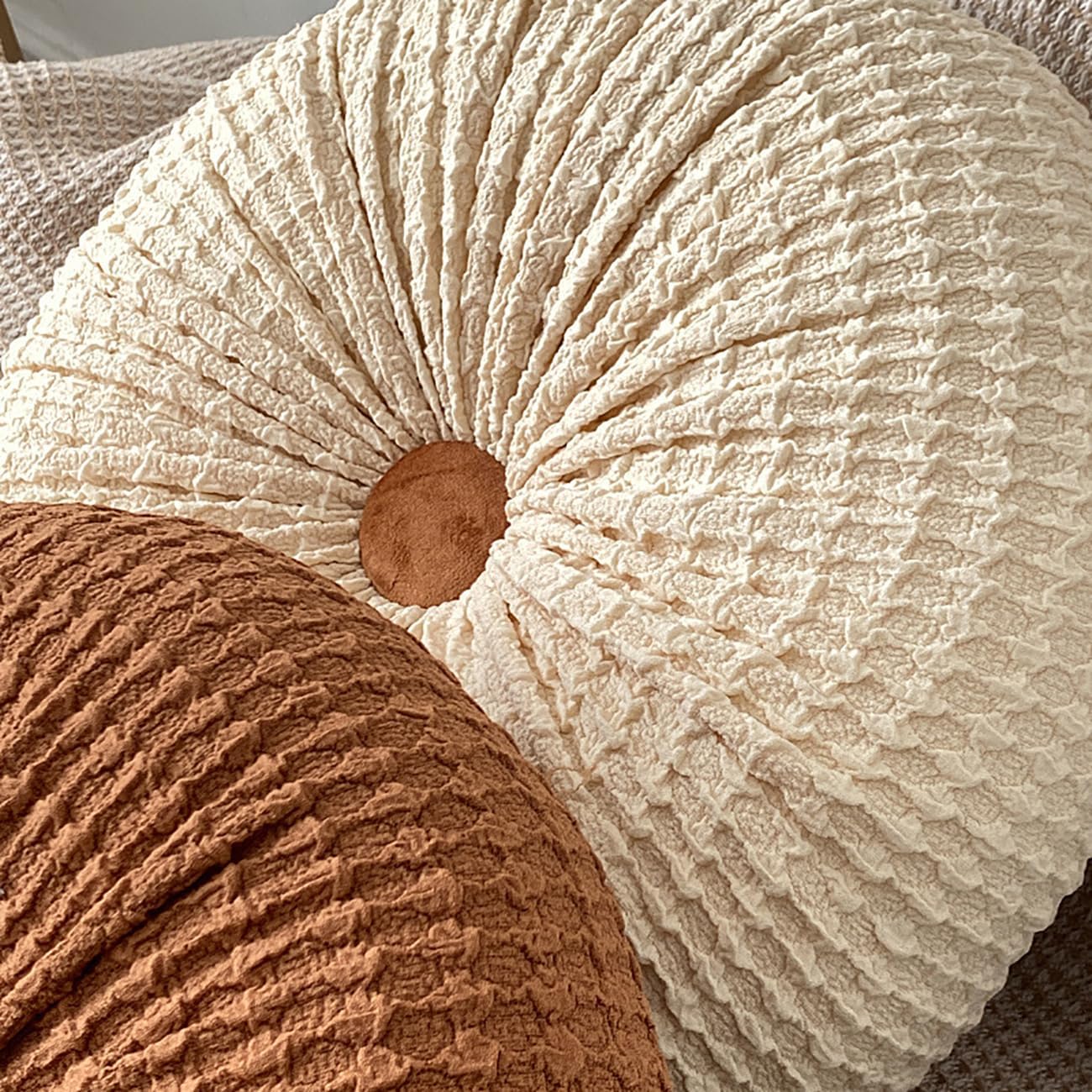 Boho Round Throw Pillow 1575in Off Peach
