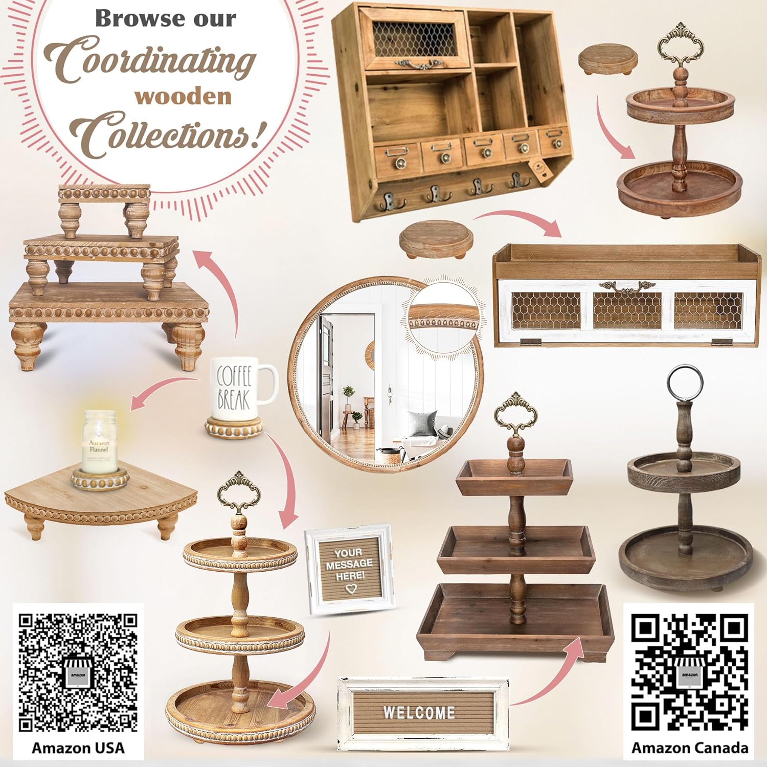 Farmhouse Chicken Wire Countertop Shelving Organizer - Rustic Kitchen Storage Cabinet - Decorative Pantry Display