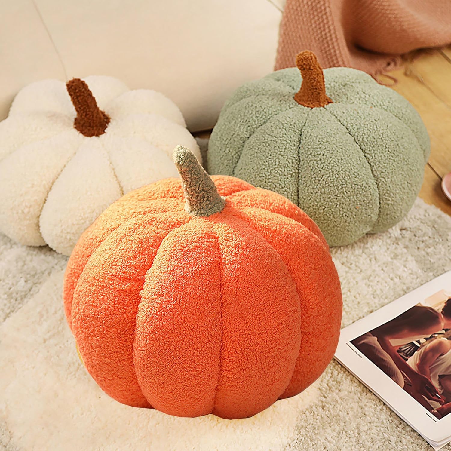 Cute Pumpkin Shaped Throw Pillow for Halloween Decor