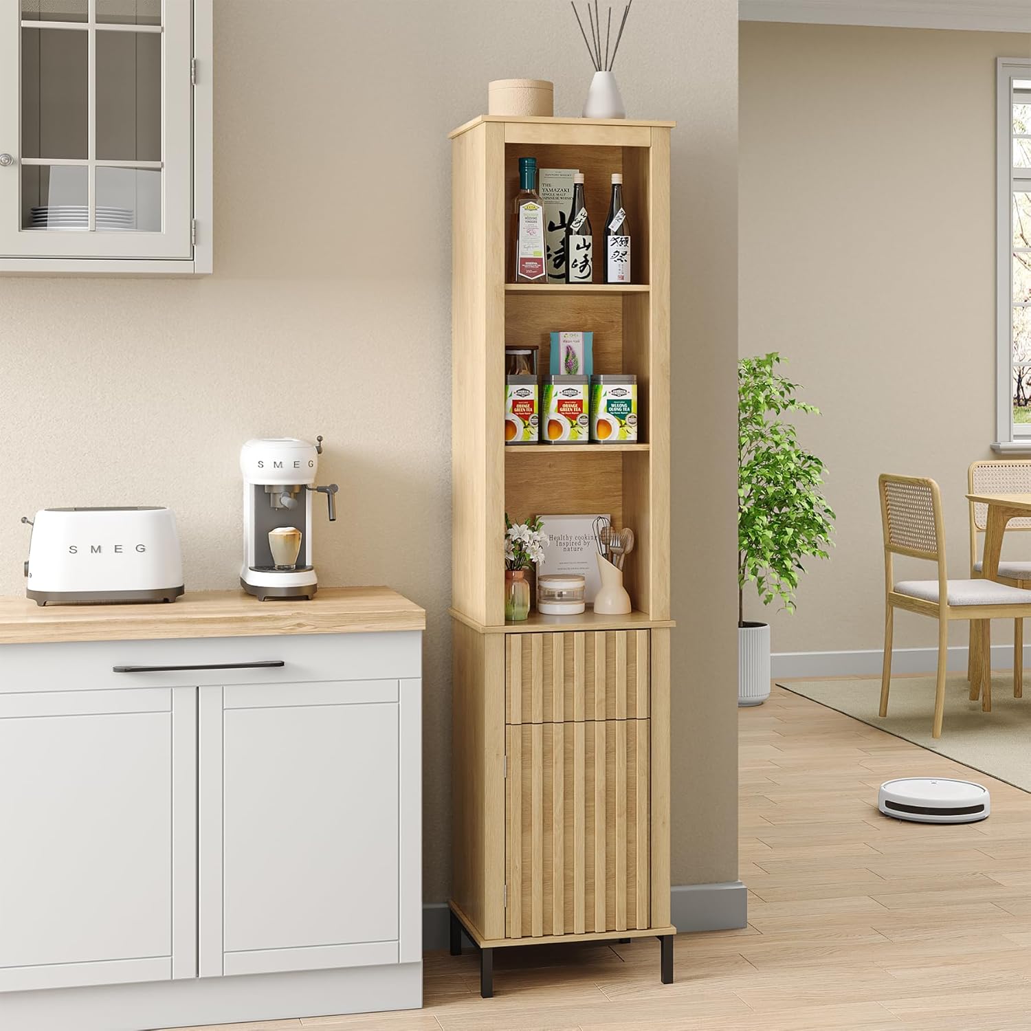 Maupvit 68 Inch Tall Bathroom Storage Cabinet with Doors and Drawer