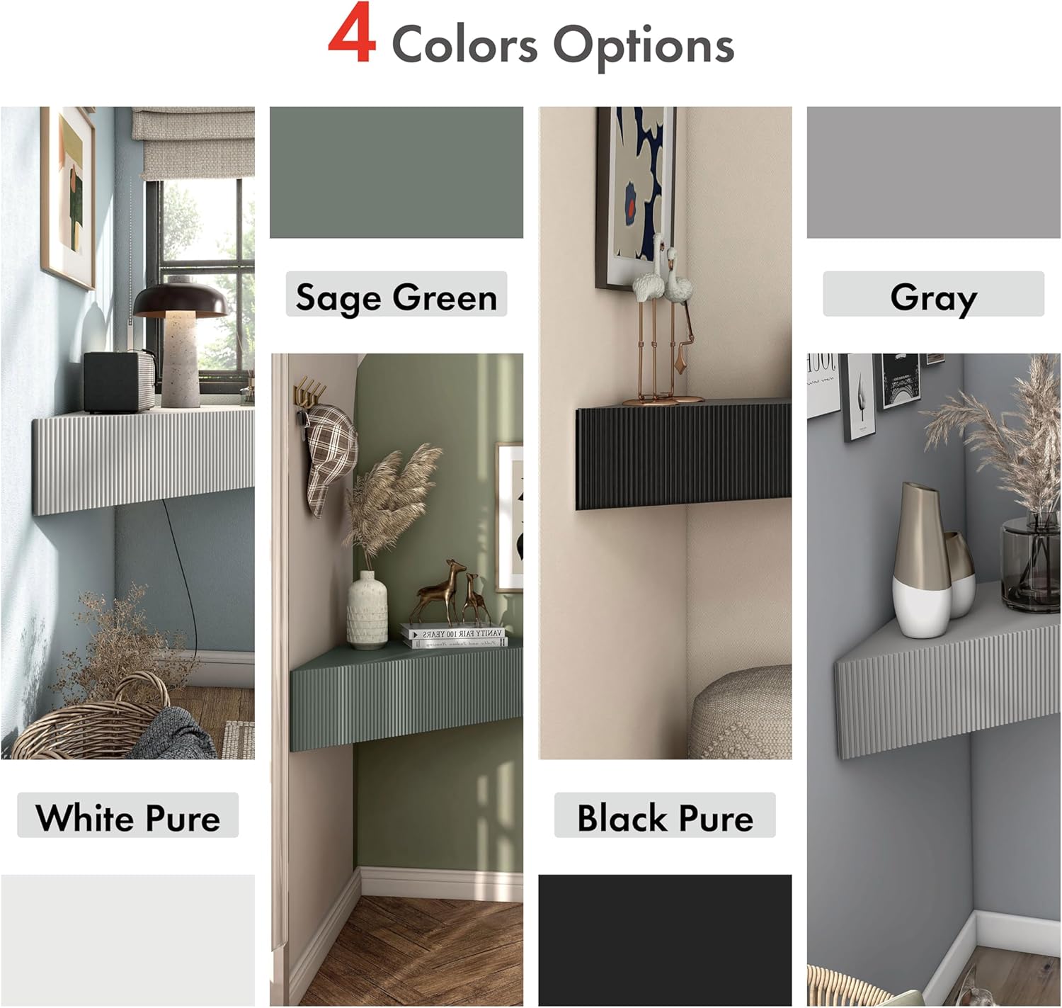 247 Shop at Home Floating TV Console Table 47 Inch Sage Green