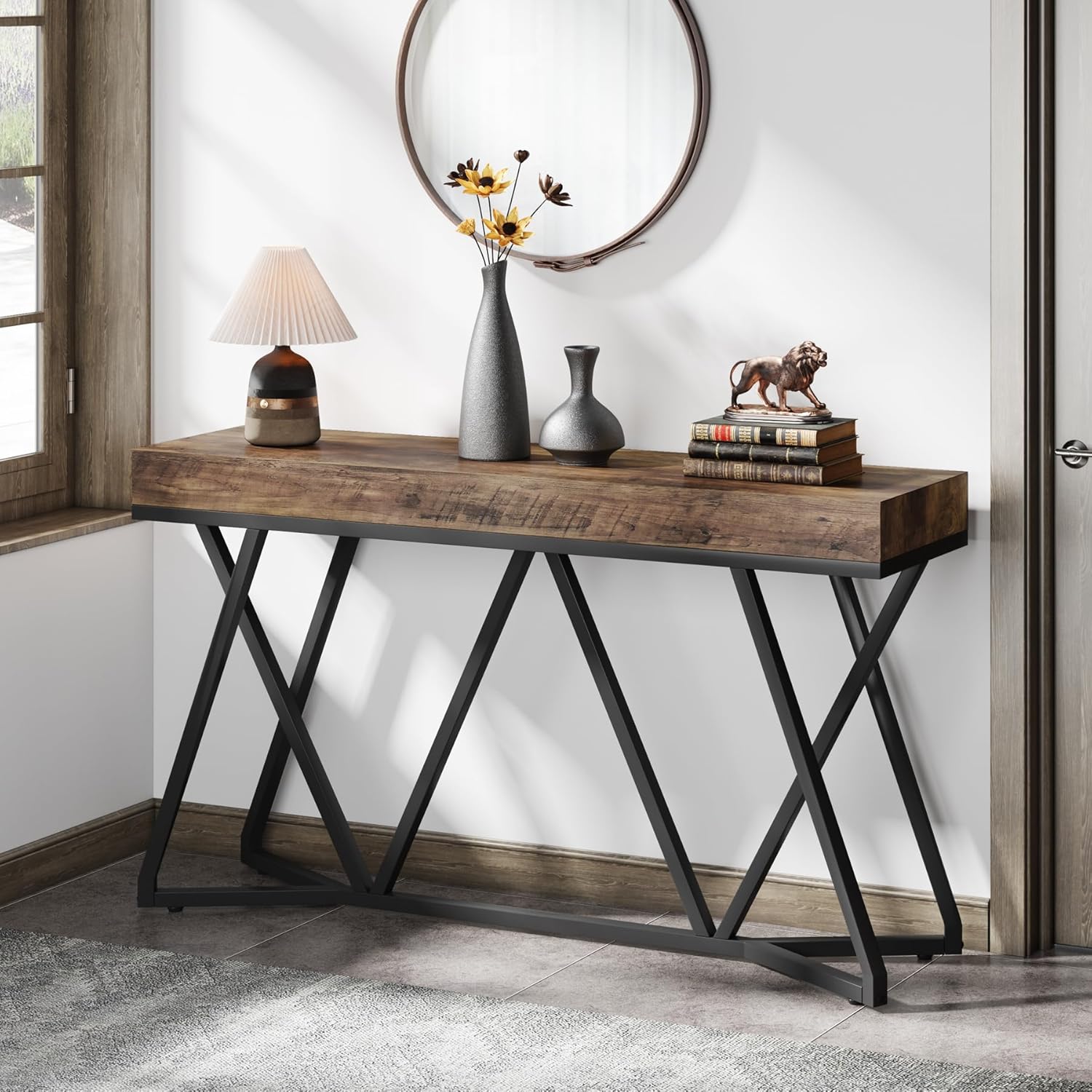 Tribesigns 55 Inch Console Table with Metal Base