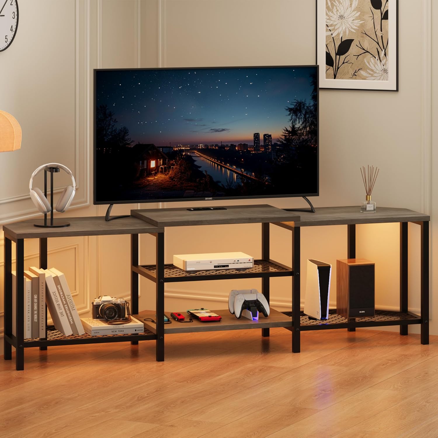 IDEALHOUSE Corner TV Stand with Power Outlet 669 Inch