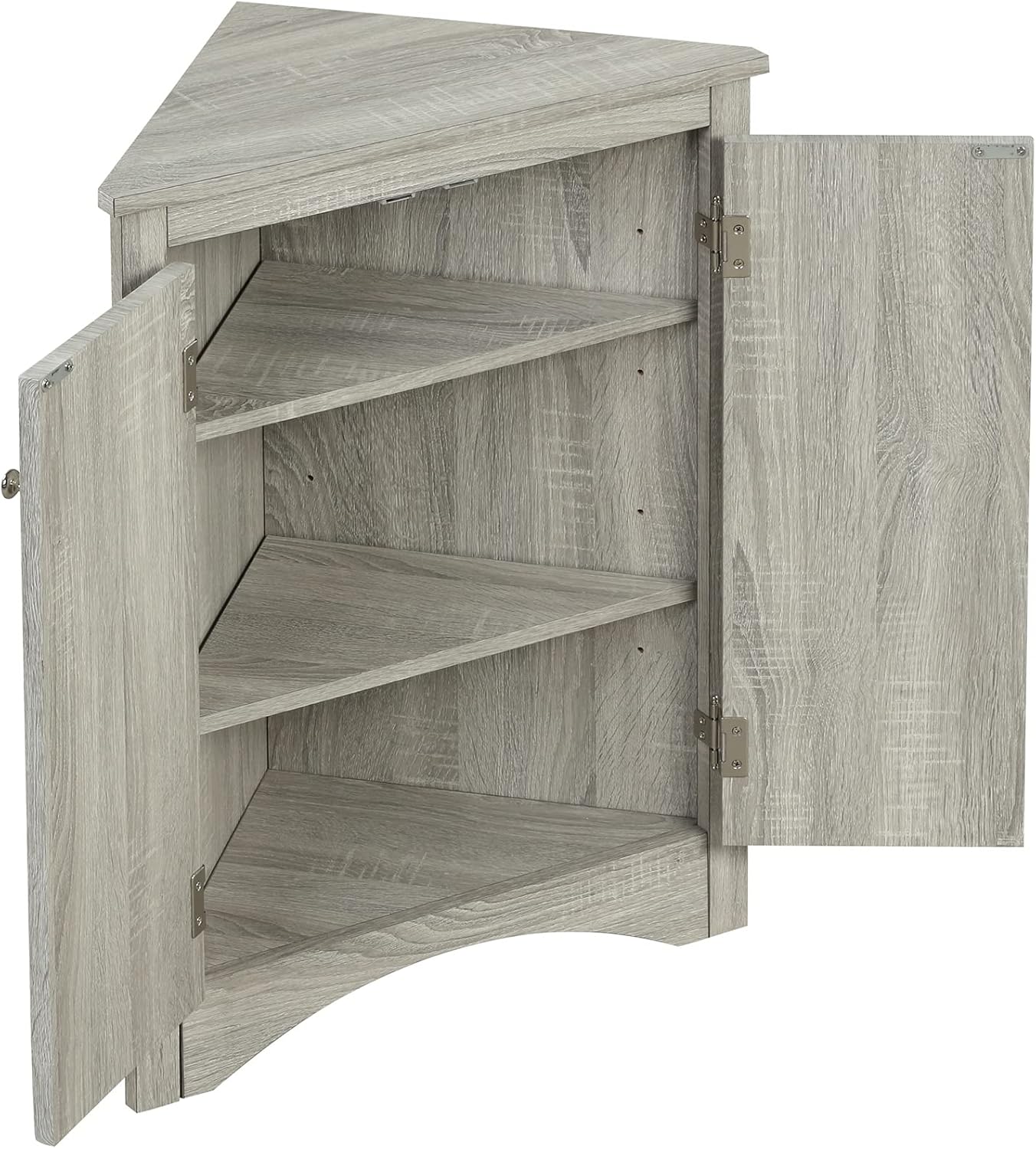 Triangle Corner Storage Cabinet with 2 Doors and Adjustable Shelves