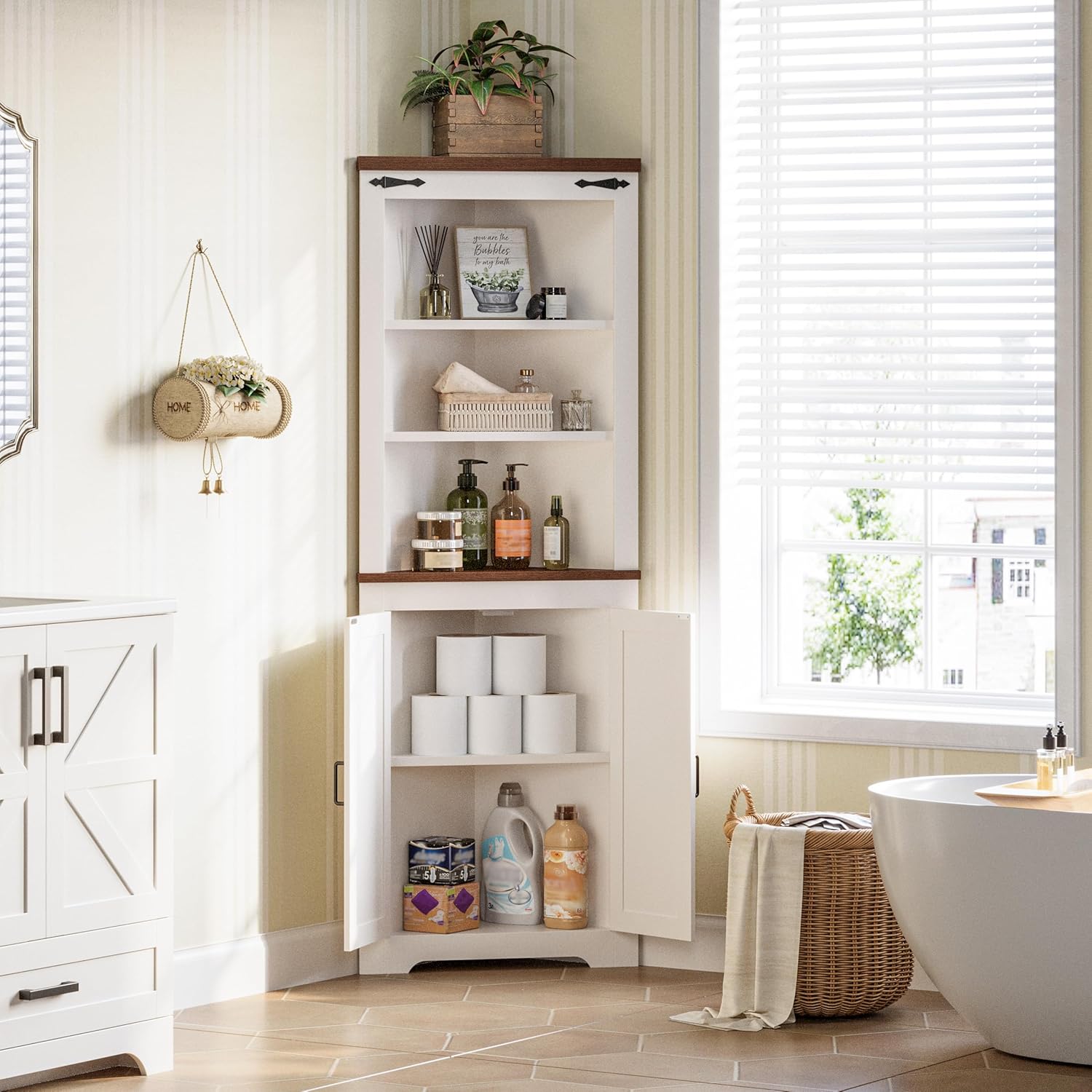 IRONCK Corner Cabinet 68 Tall White Storage
