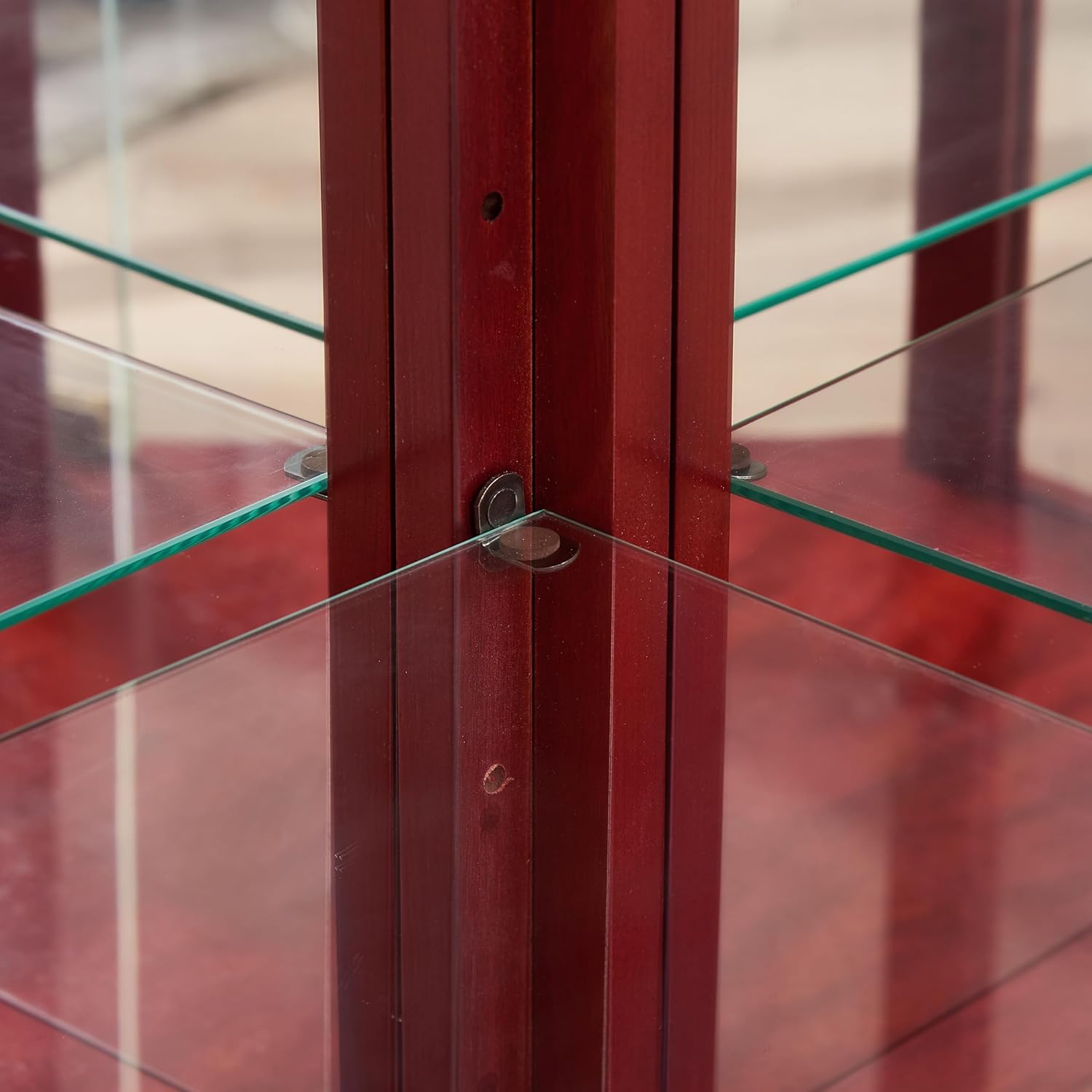 Lighted Corner Display Cabinet with 5 Shelves and Tempered Glass Doors