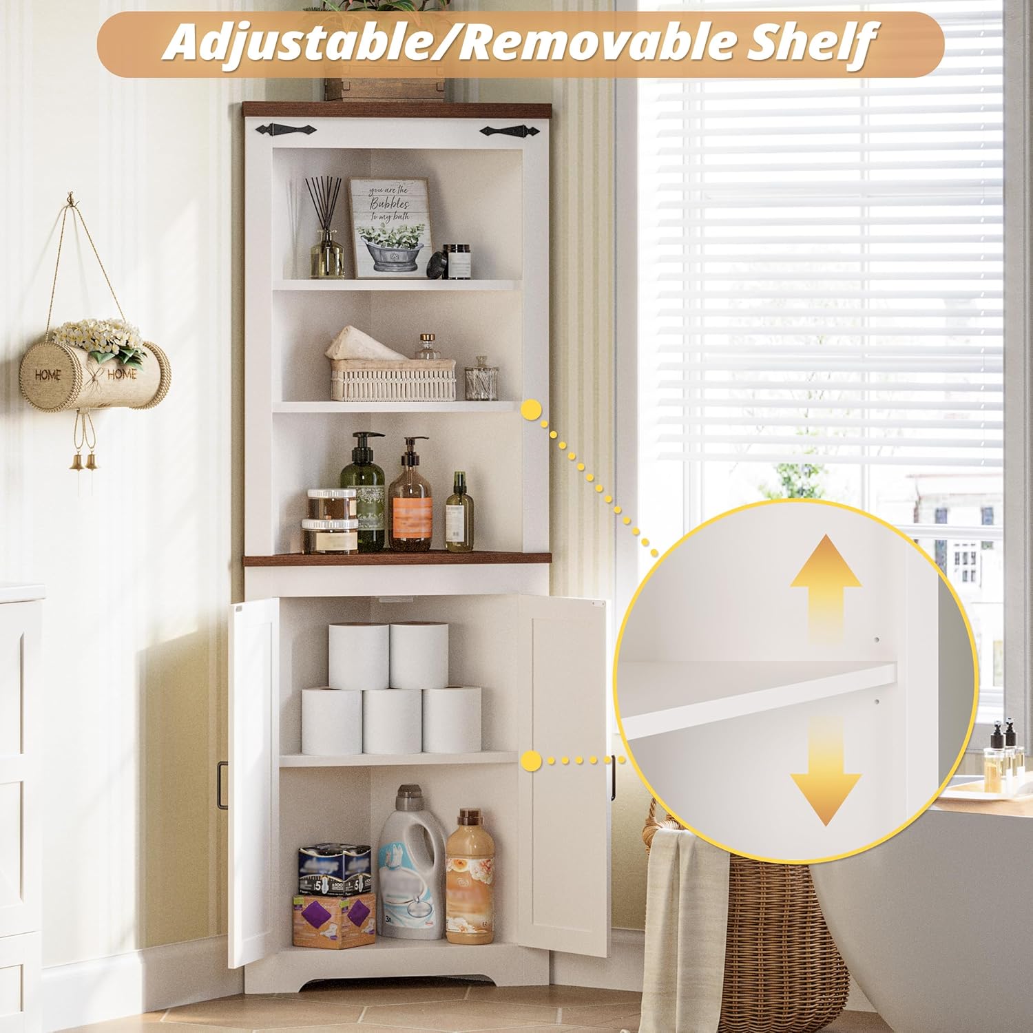 IRONCK Corner Cabinet 68 Tall White Storage