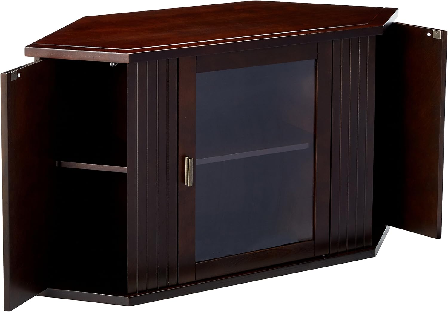 Kings Brand 47-Inch Walnut Wood Corner TV Stand