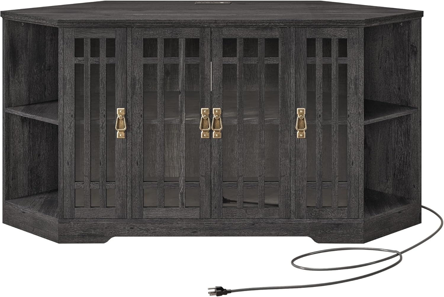 IRONCK Corner TV Stand 60 Inch Charcoal Grey