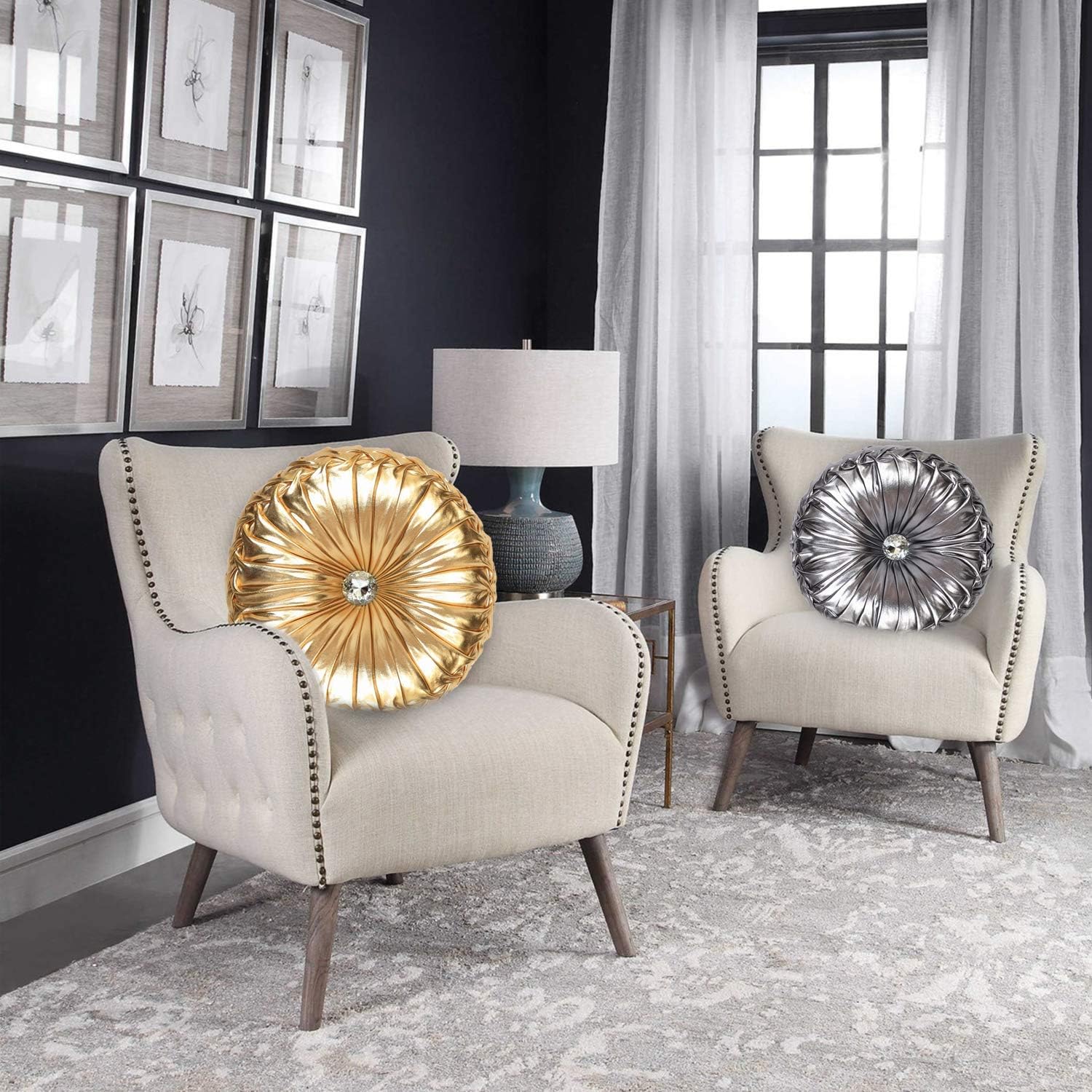 DleDan Soft Shiny Silver Decorative Throw Pillow