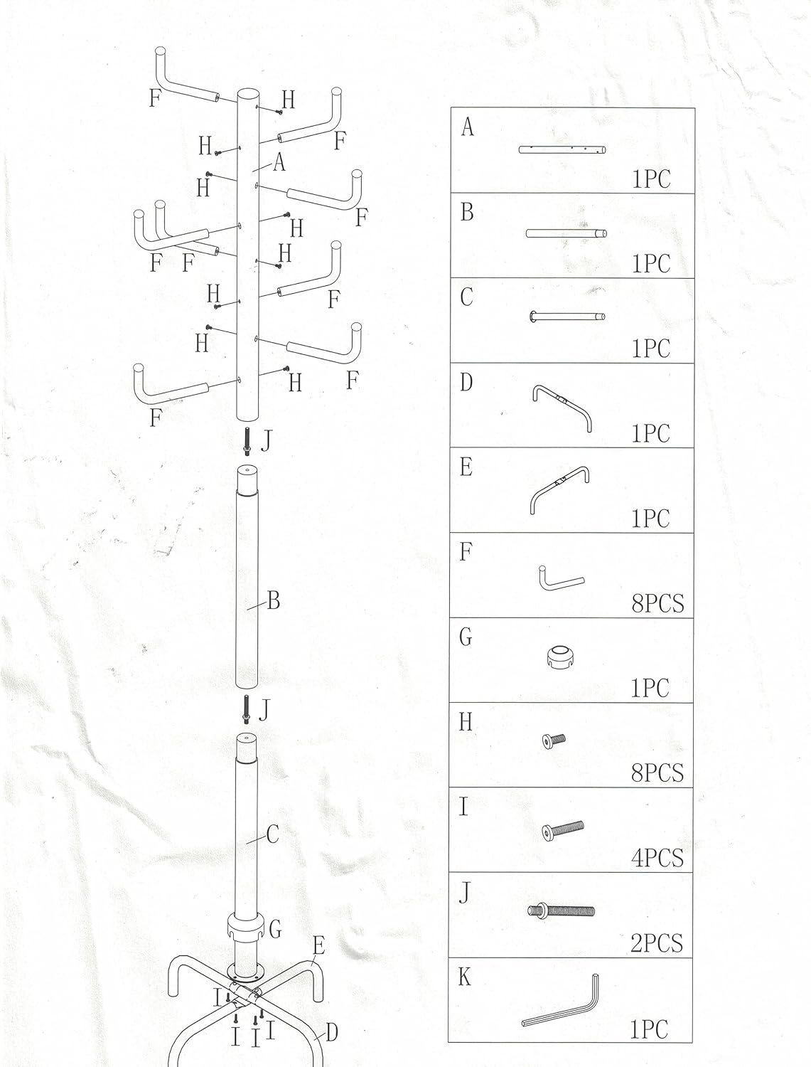 Frenchi Home Furnishing 8 Hooks Metal Coat Rack 1