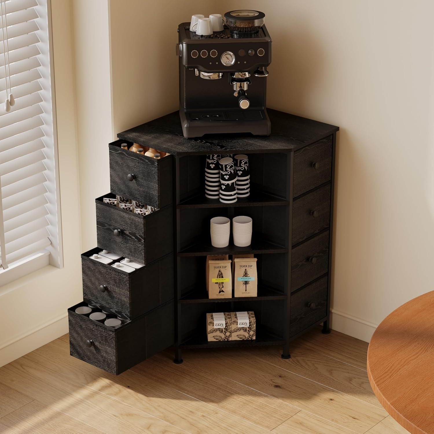LUMTOK 8 Drawer Corner Dresser with Storage