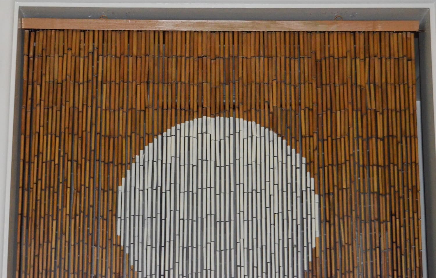 Bamboo Beaded Curtain for Doorway Triple Black White Circles