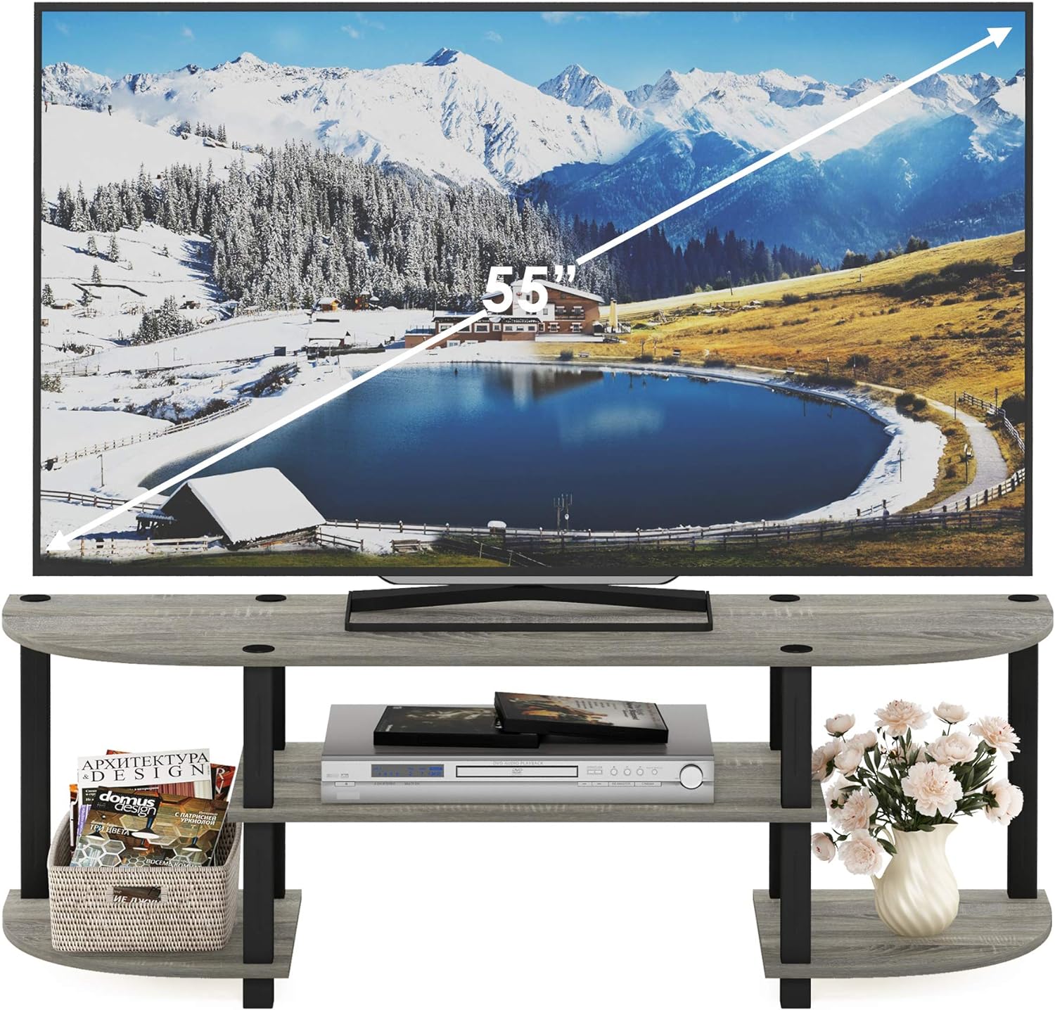 Furinno Turn-S-Tube Wide 2-Tier TV Stand