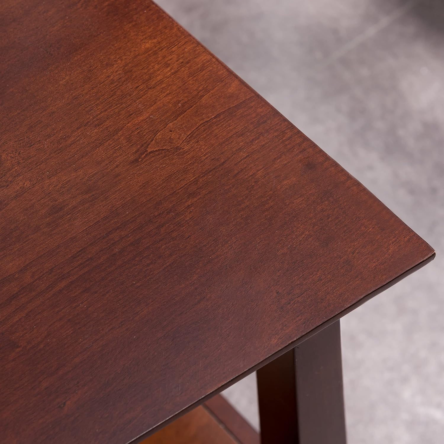 Delton 24 In Solid Wood Recliner Wedge Side Table with Shelf Sienna Brown
