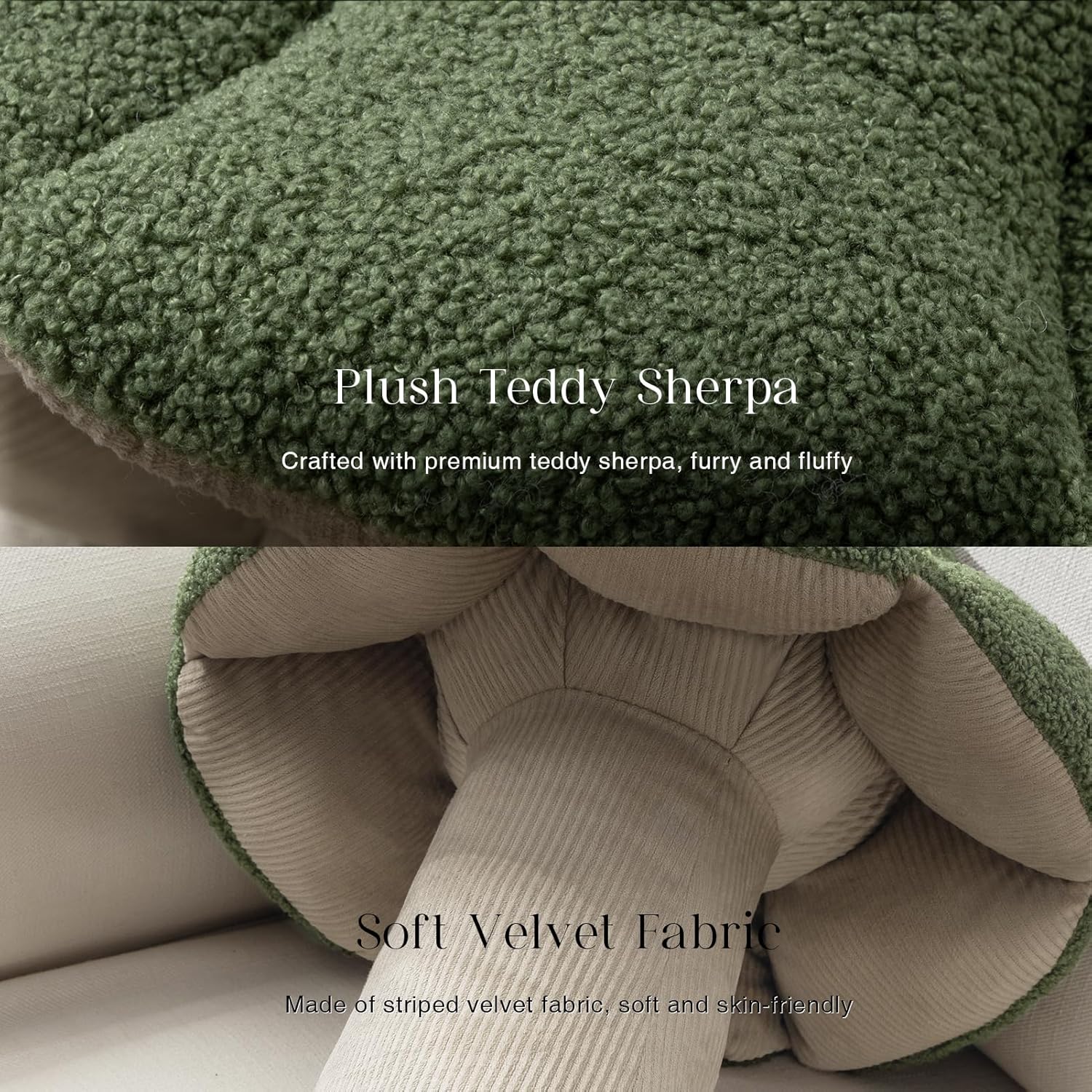 Phantoscope Mushroom Shaped Throw Pillow Light Green 16 x 14 Inches