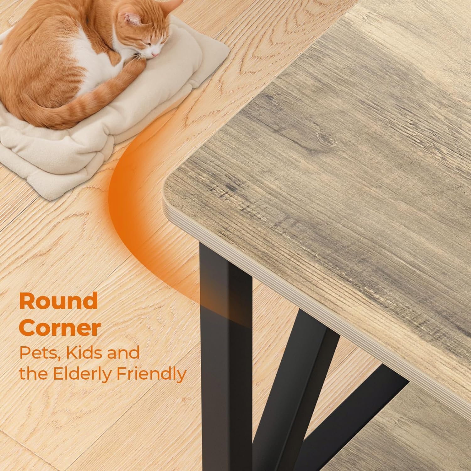 Modern Farmhouse Coffee Table with 2 Tier Storage and Round Edges