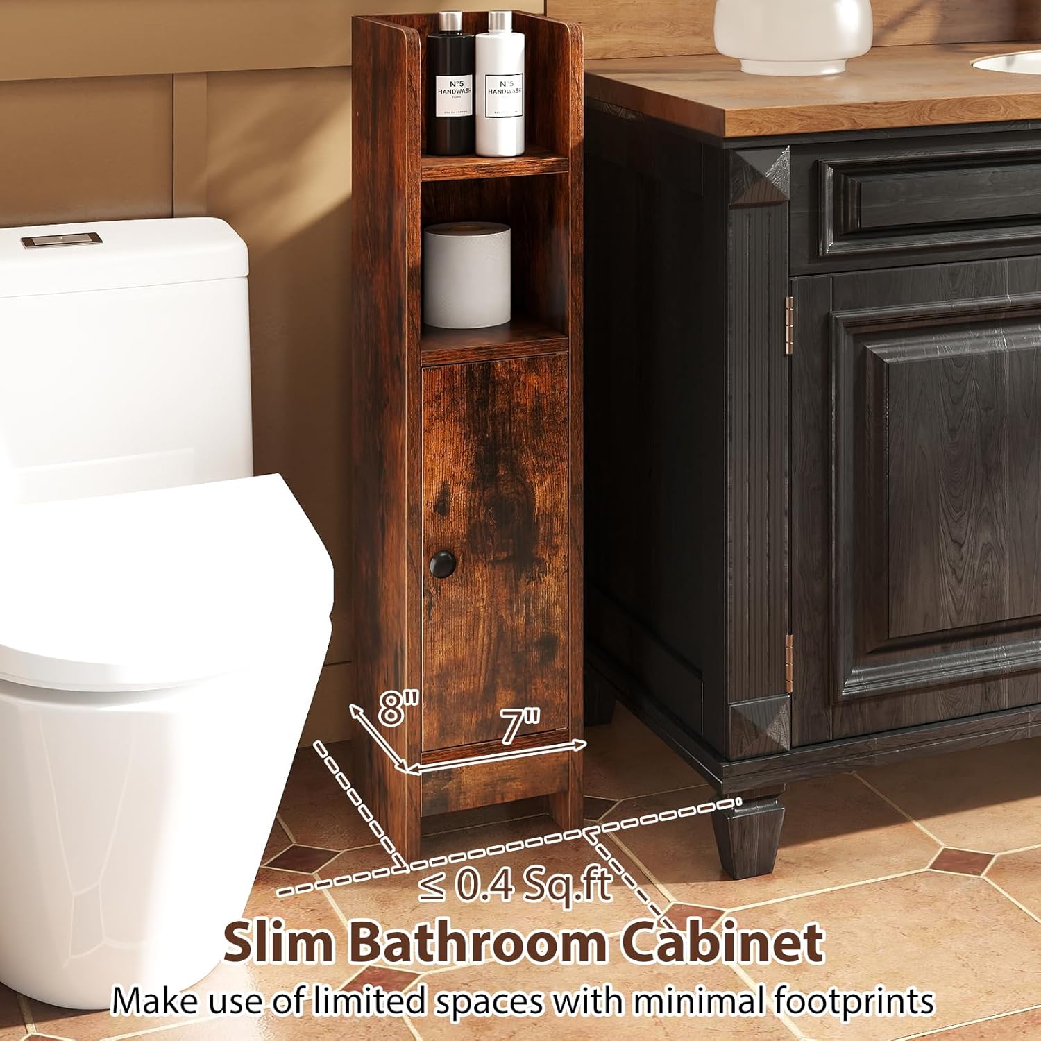 Tangkula Small Bathroom Storage Cabinet