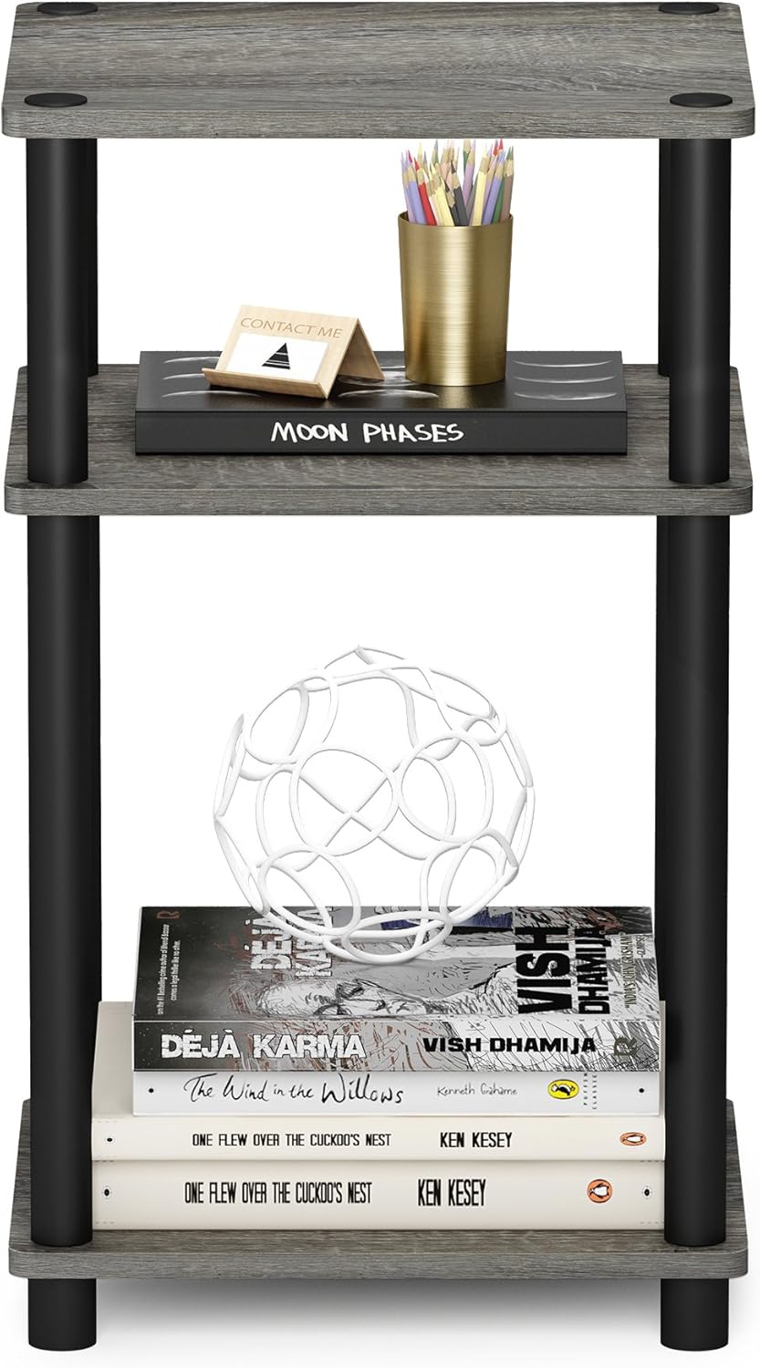 Furinno 3-Tier Turn-N-Tube End Table with Plastic Poles