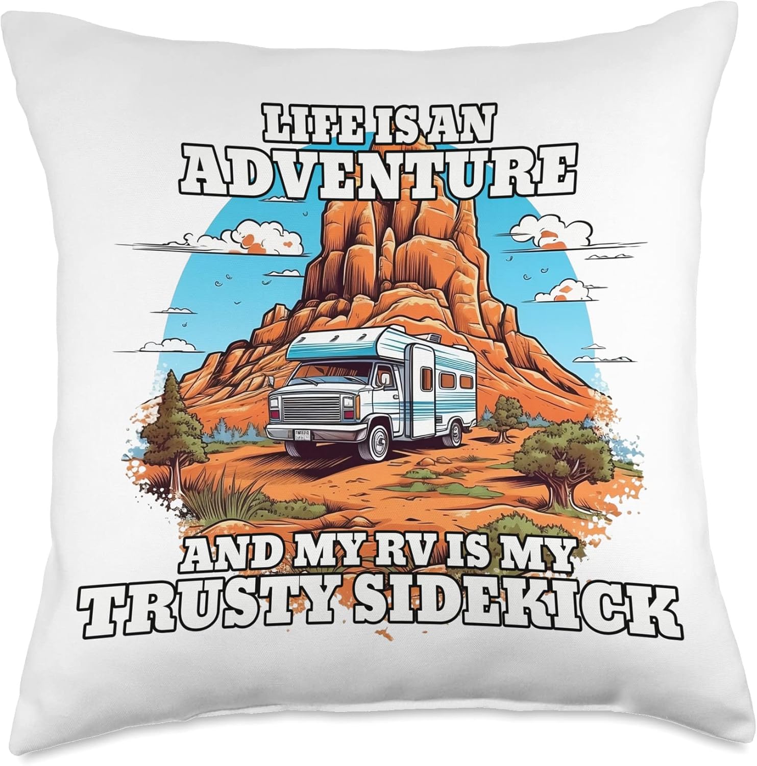 Caravan Mobile Home RV Camper Motorhome Throw Pillow 18x18 Multicolor 1