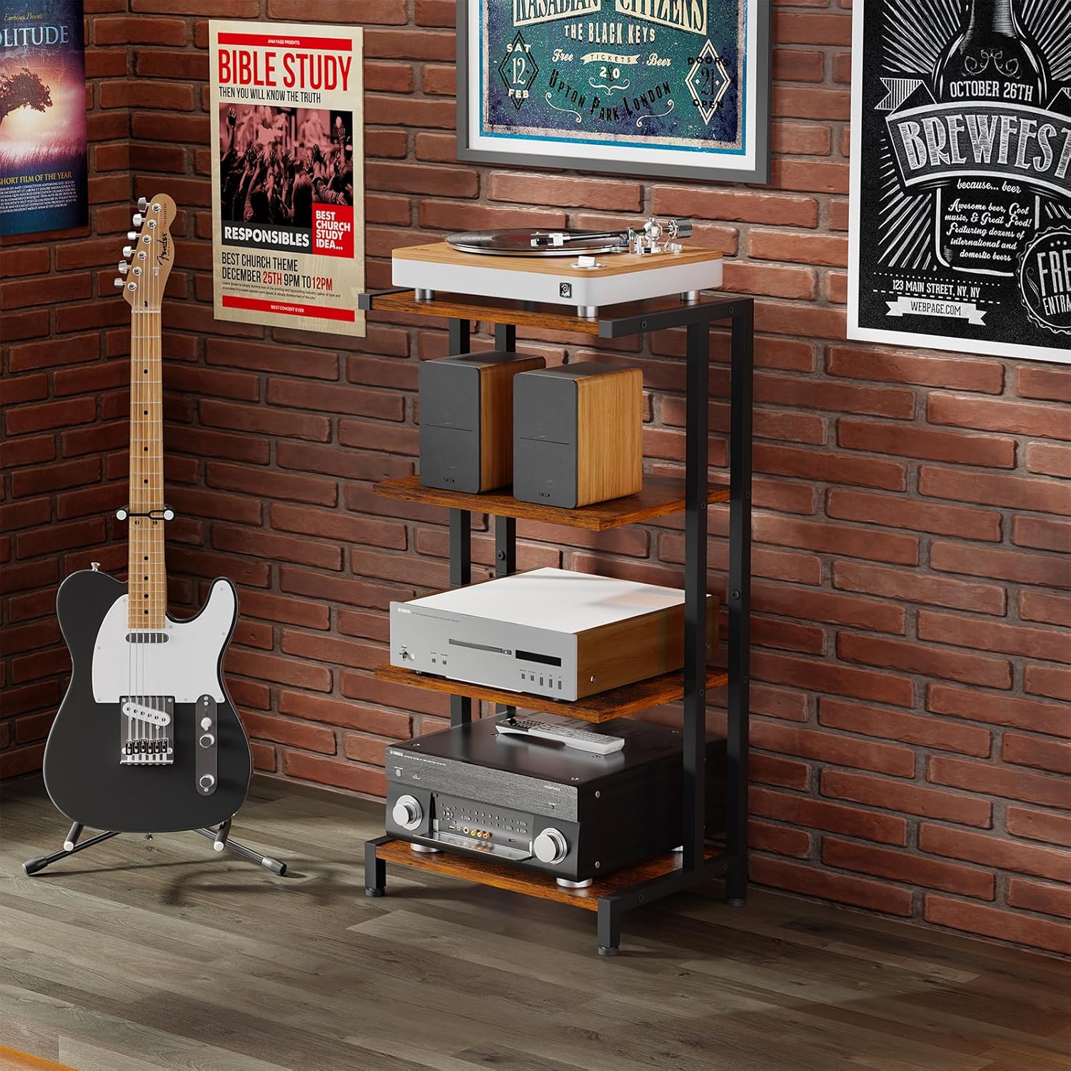 X-cosrack 4-Tier AV Media Stand Corner Shelf