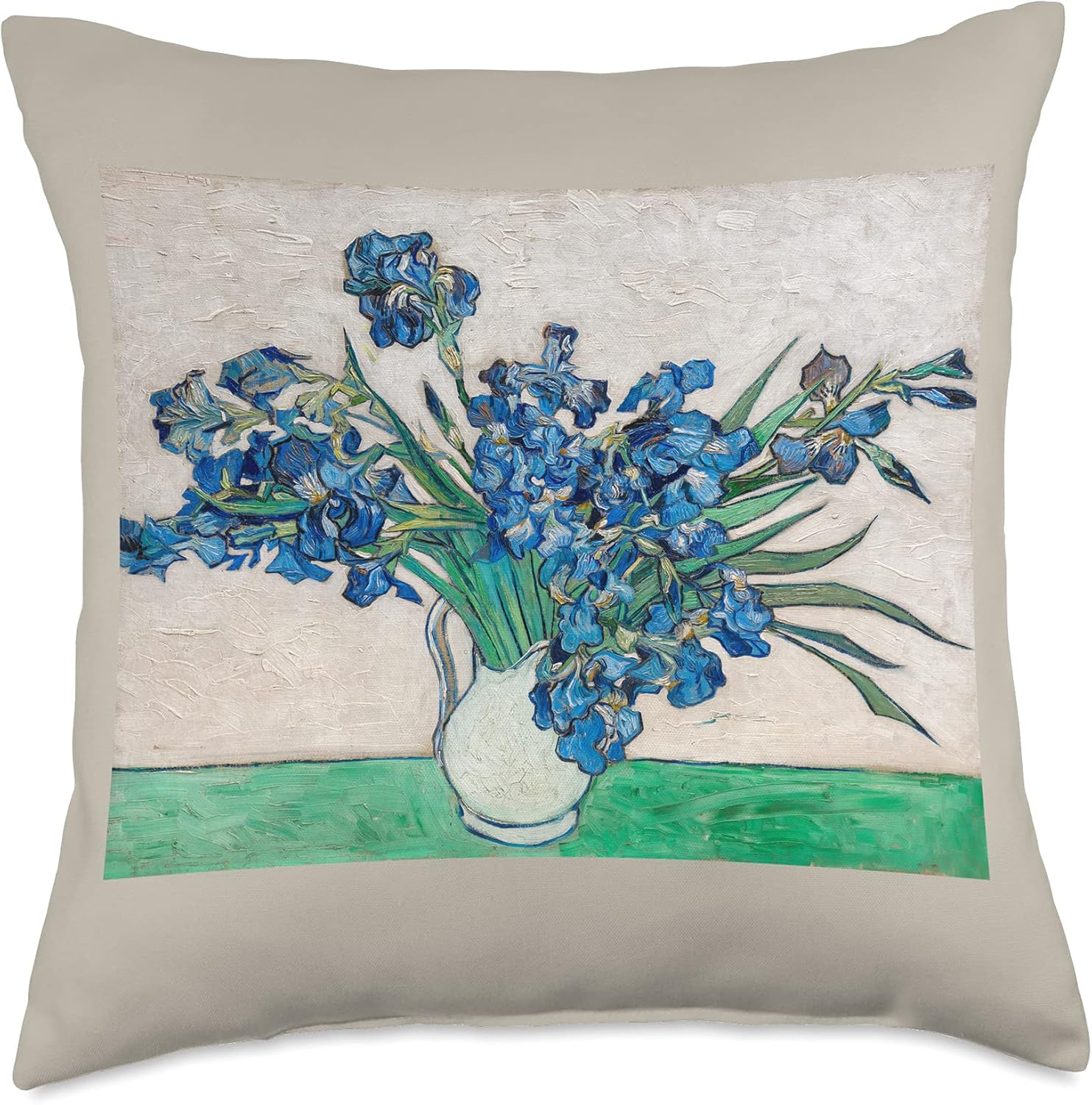 Vincent Van Gogh Irises Blue Green Floral Throw Pillow