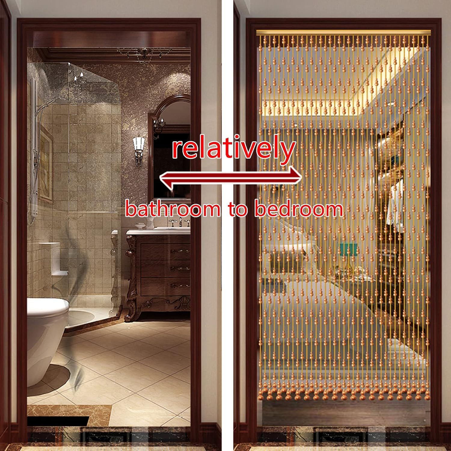 Retro Style Wood Beaded Curtain for Room Divider