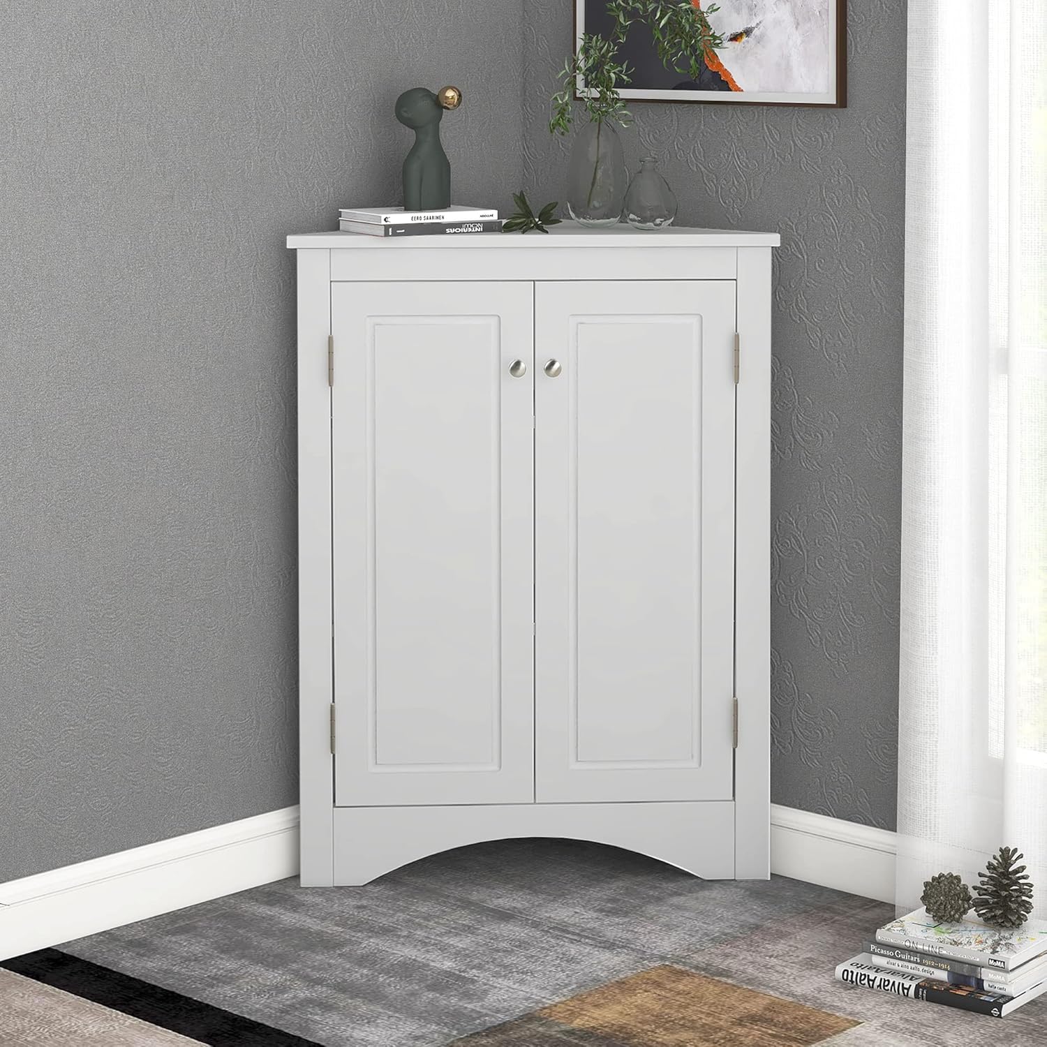 Gdfstudio 31 5 Inch H Triangle Corner Cabinet White