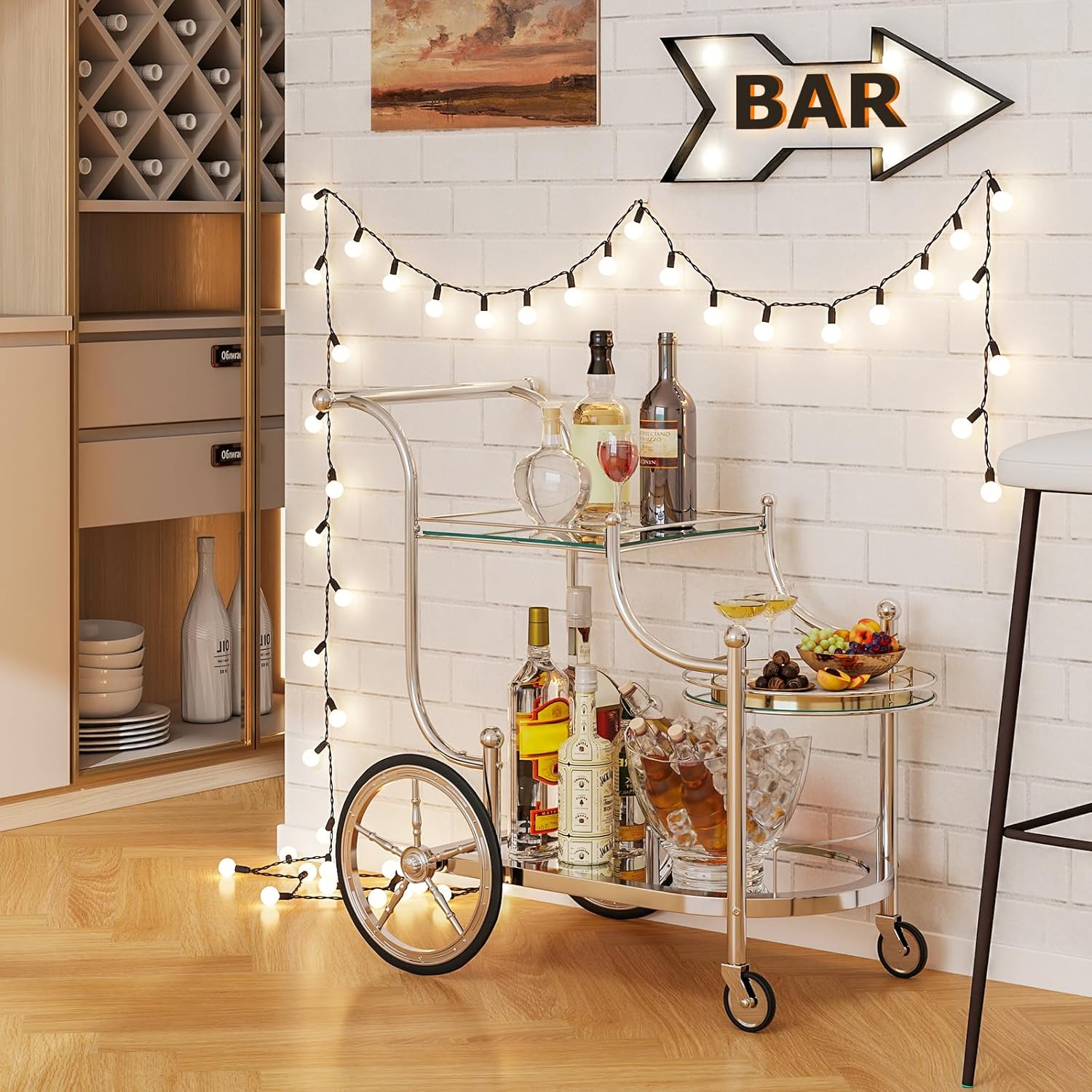 Tangkula 3-Tier Bar Cart with Mirrored Shelves and 4 Wheels