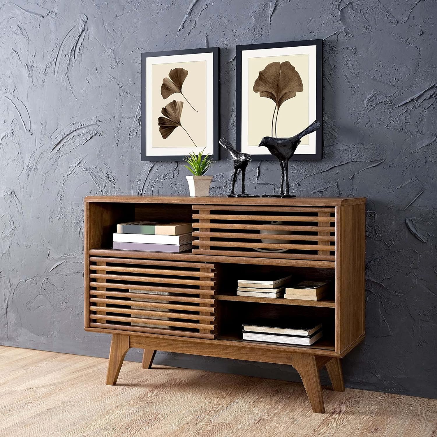 Modway Render Two-Tier TV Stand in Walnut