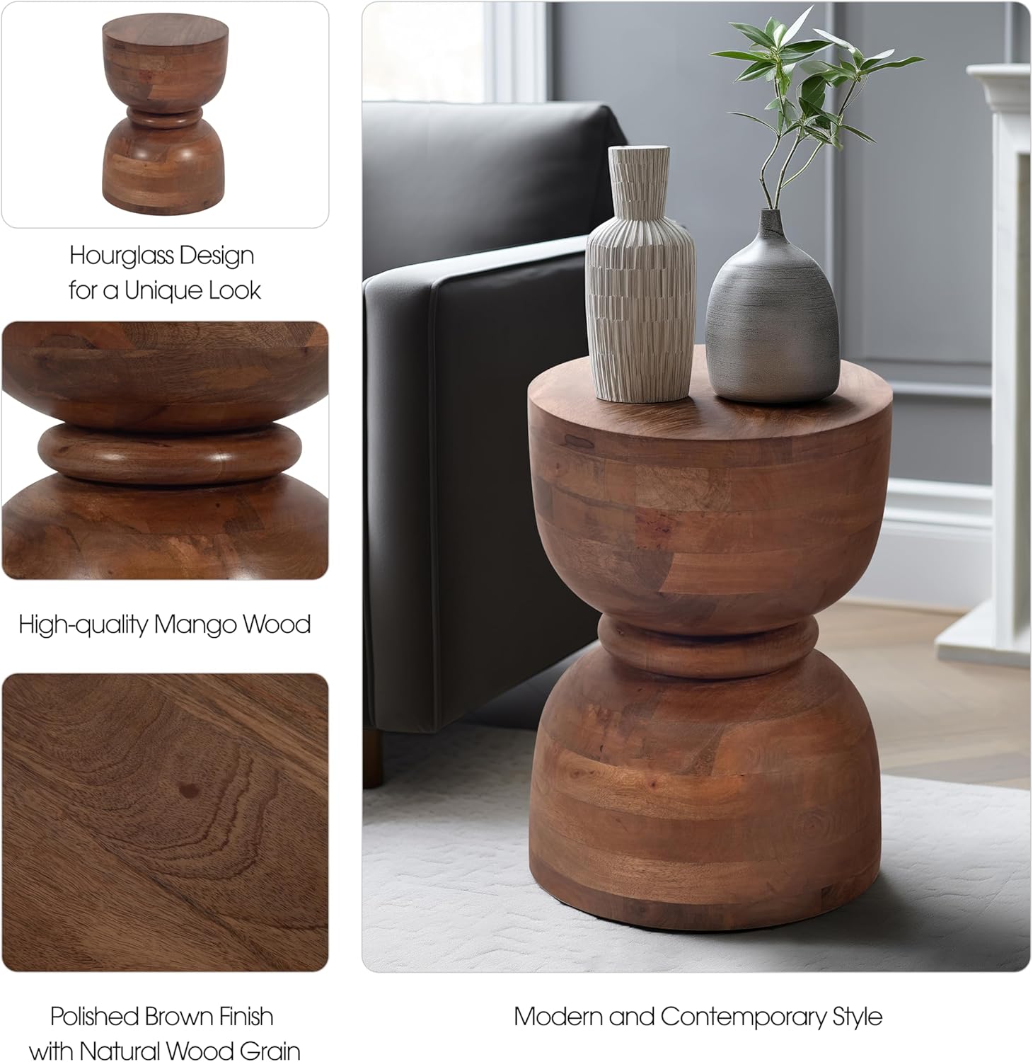 Sagebrook Home Brown Mango Wood Accent Table