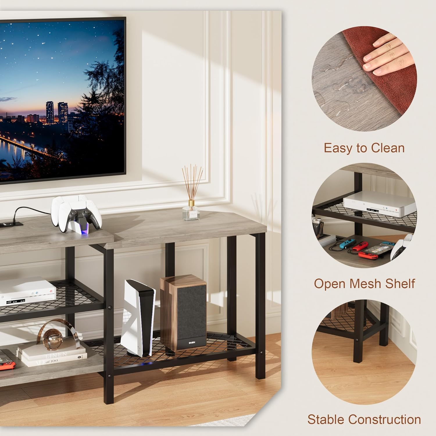 IDEALHOUSE Corner TV Stand with Power Outlet 669 Inch