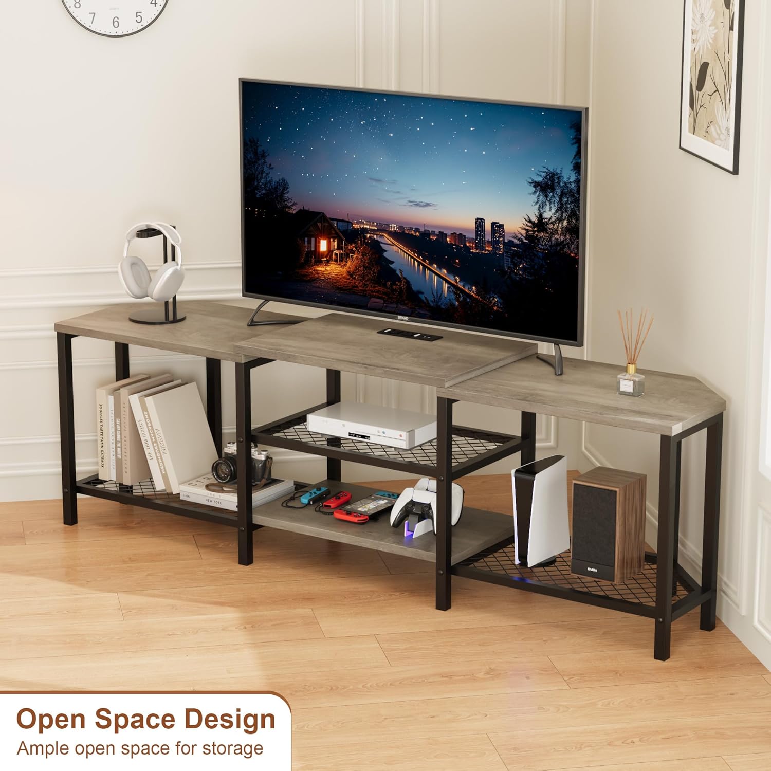 IDEALHOUSE Corner TV Stand with Power Outlet 669 Inch