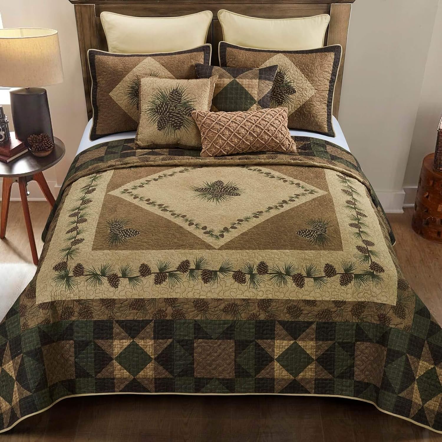 Donna Sharp Throw Pillow - Pine Cone Design 18x18 Square