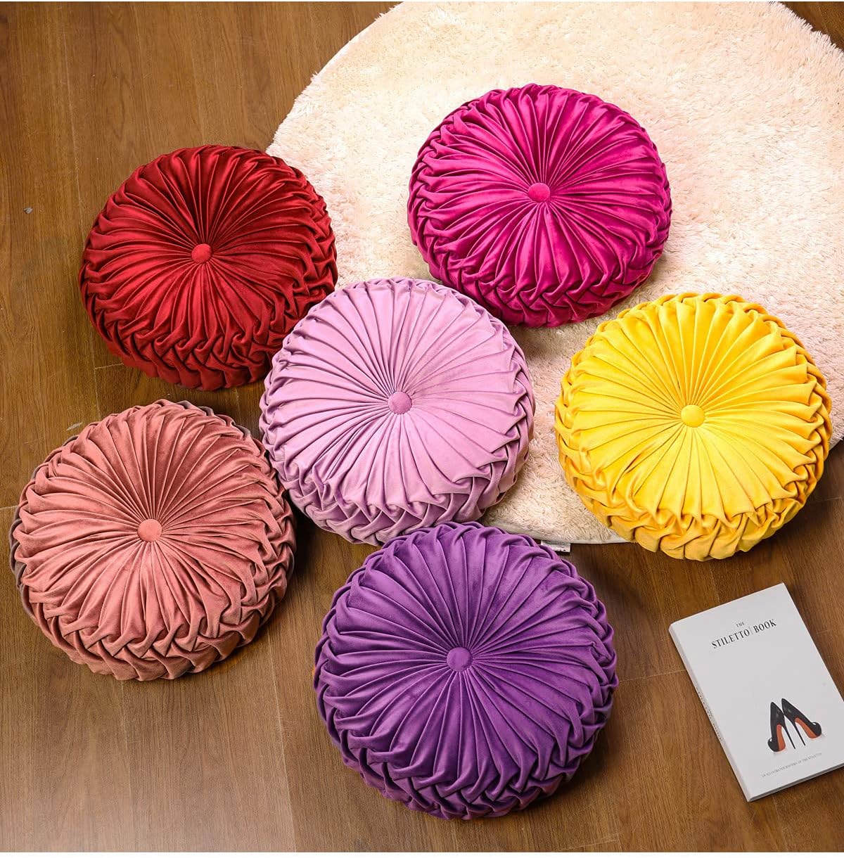 HLOVME 3D Pumpkin Velvet Throw Pillow 15x15 Dark Purple
