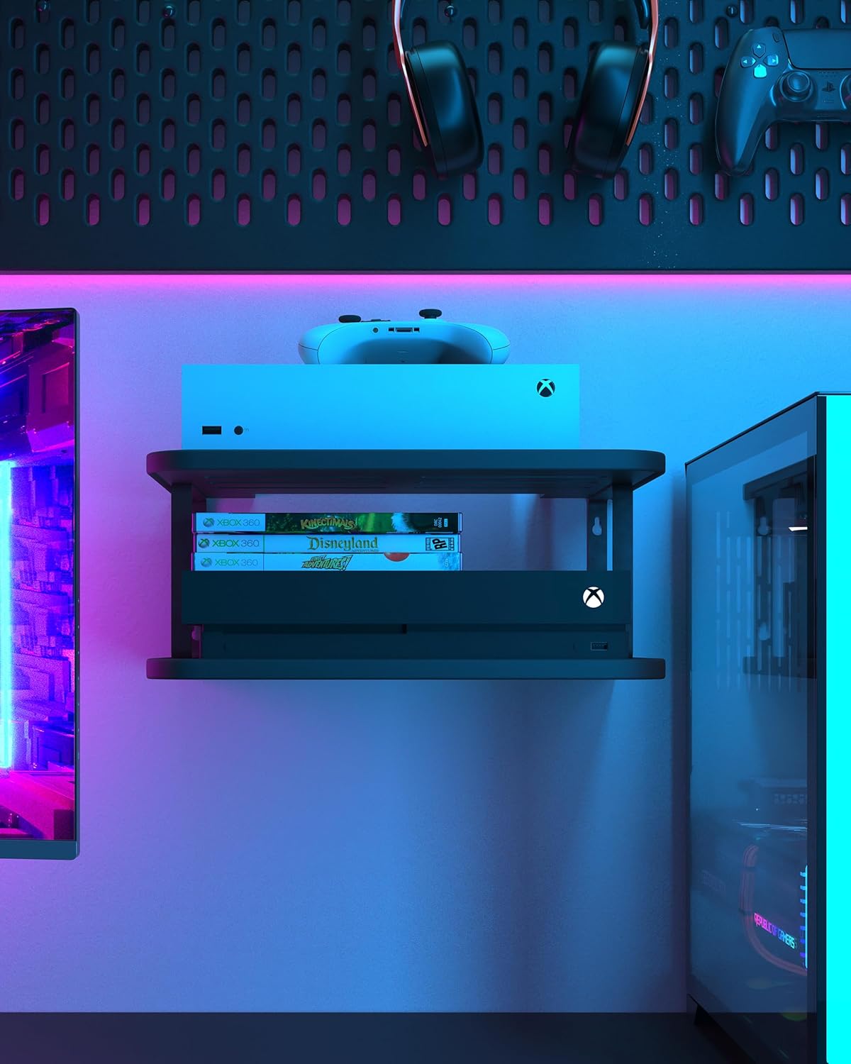 Black Projector Wall Shelf for Xbox and TV Setup