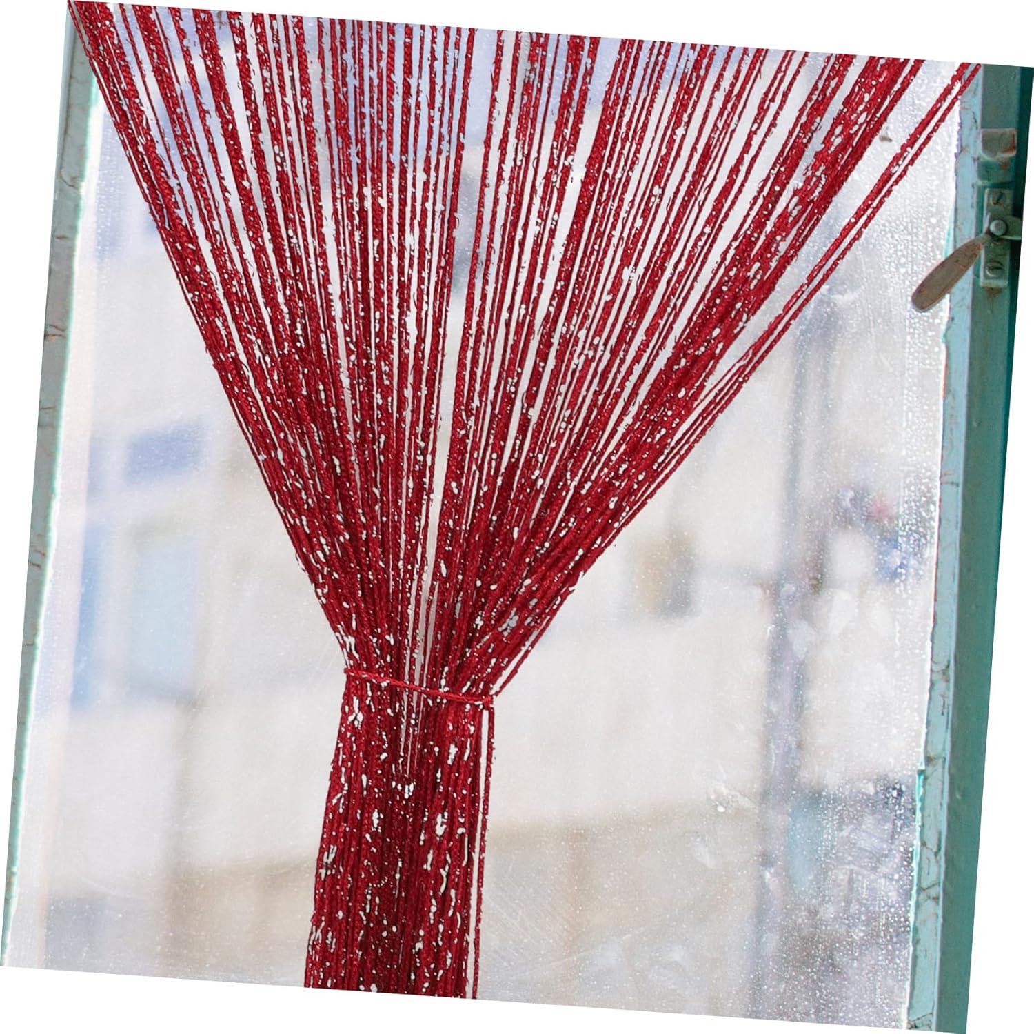 Silver Thread Screen Curtain for Doorway Room Divider Boho Decor