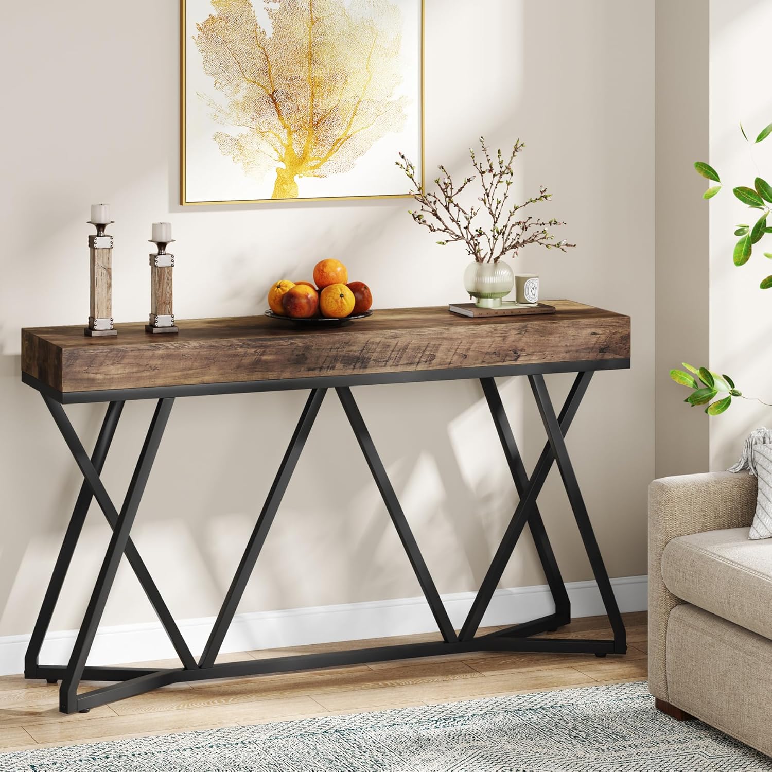 Tribesigns 55 Inch Console Table with Metal Base