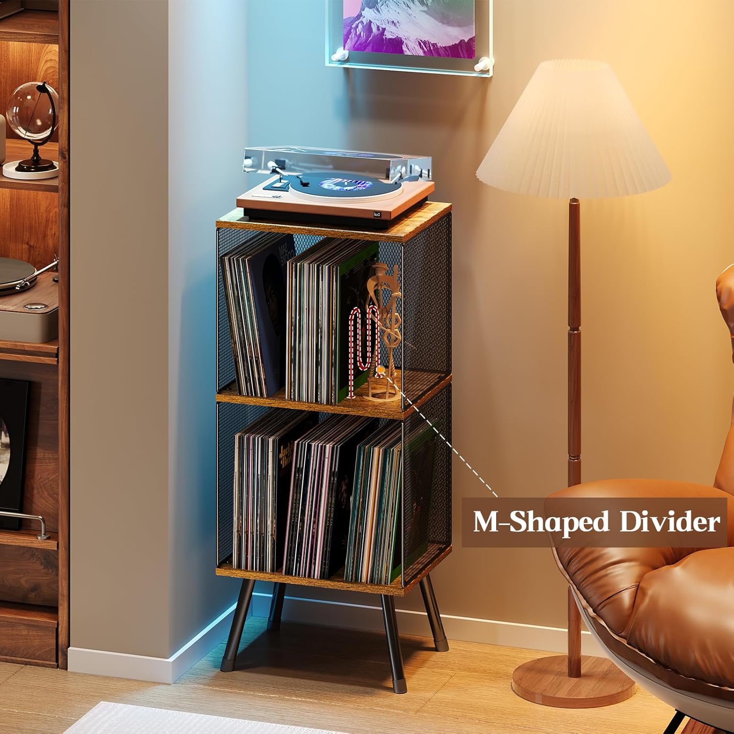 X-cosrack 3-Tier Record Player Stand with Storage