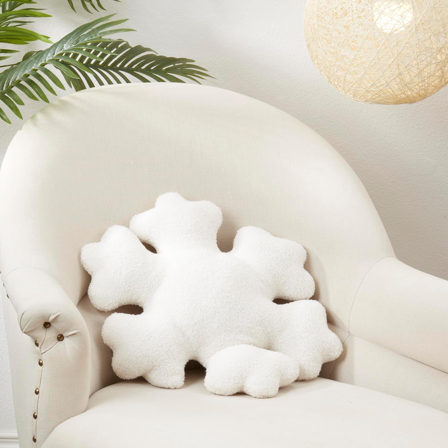 SARO LIFESTYLE Frosted Elegance Snowflake Throw Pillow