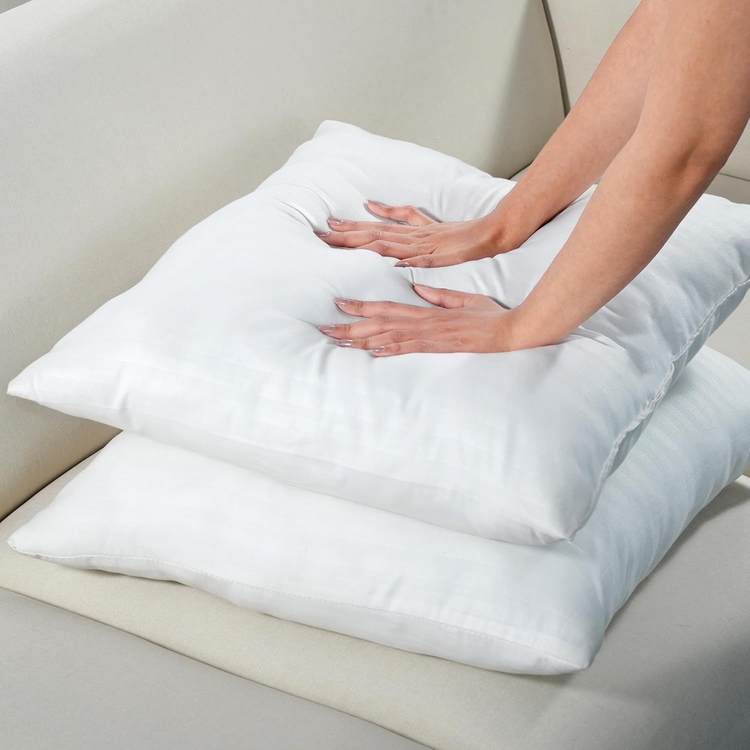 Ridhi Woven Bedding Throw Pillows Set of 4 White 18x18 Inches