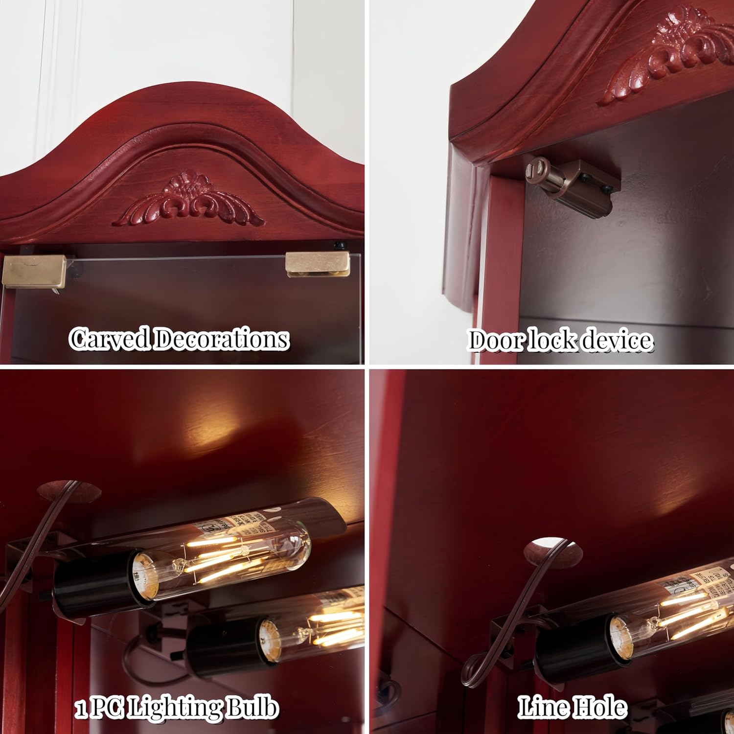 Lighted Corner Display Cabinet with 5 Shelves and Tempered Glass Doors