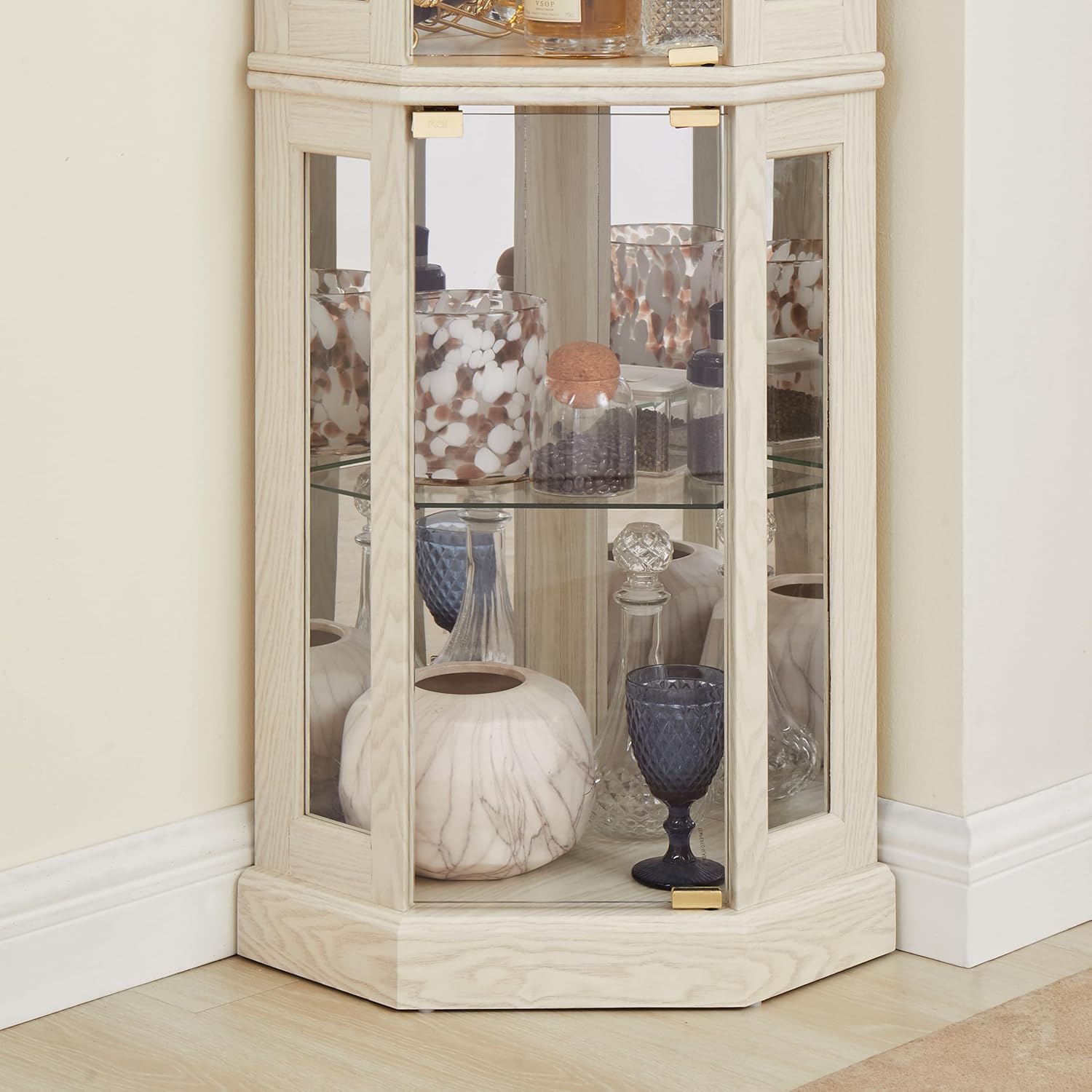 Ball Cast 6984 Lighted Corner Curio Cabinet with Glass Doors