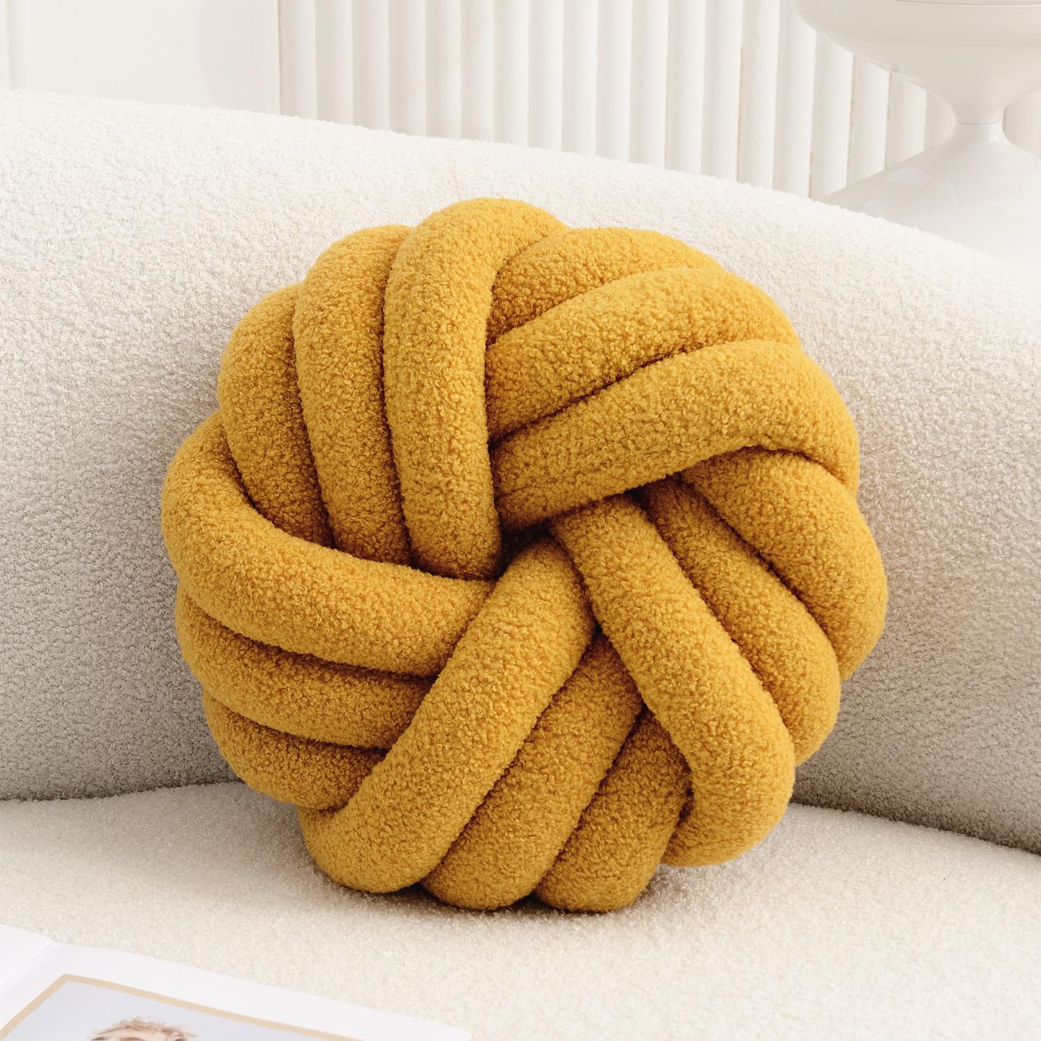 Yellow Knot Pillow 137 Inch Soft Plush Throw Decorative Cushion