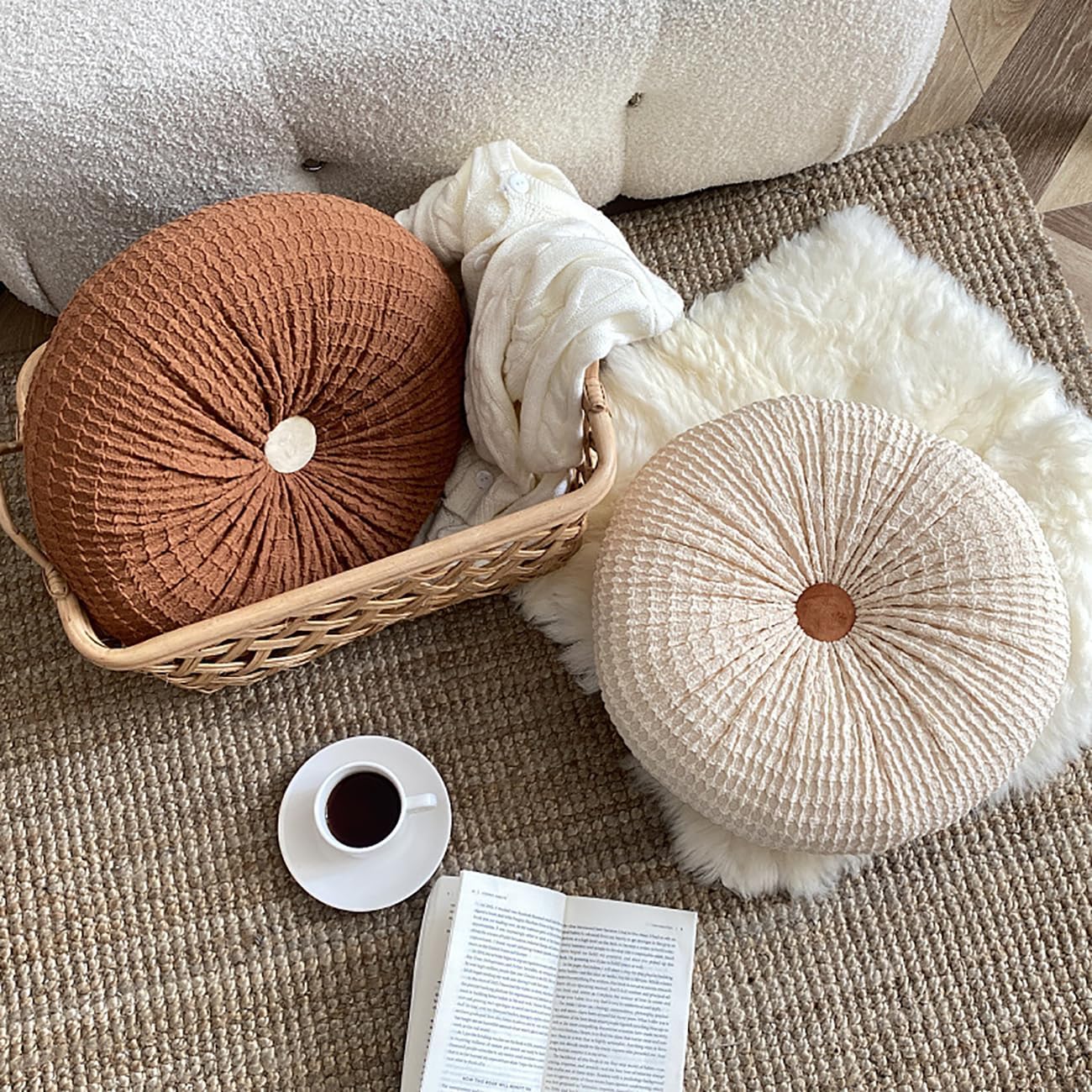 Boho Round Throw Pillow 1575in Off Peach