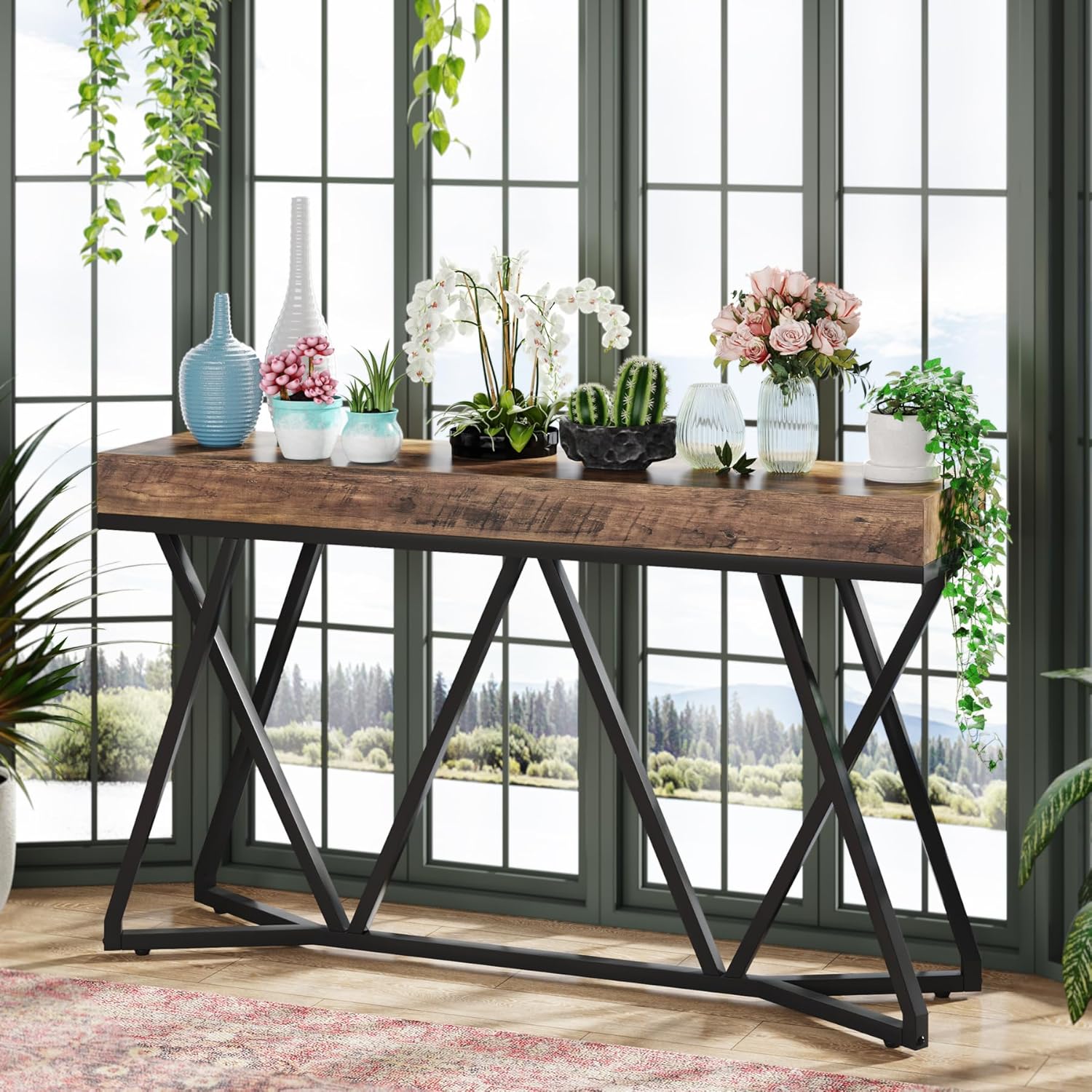 Tribesigns 55 Inch Console Table with Metal Base