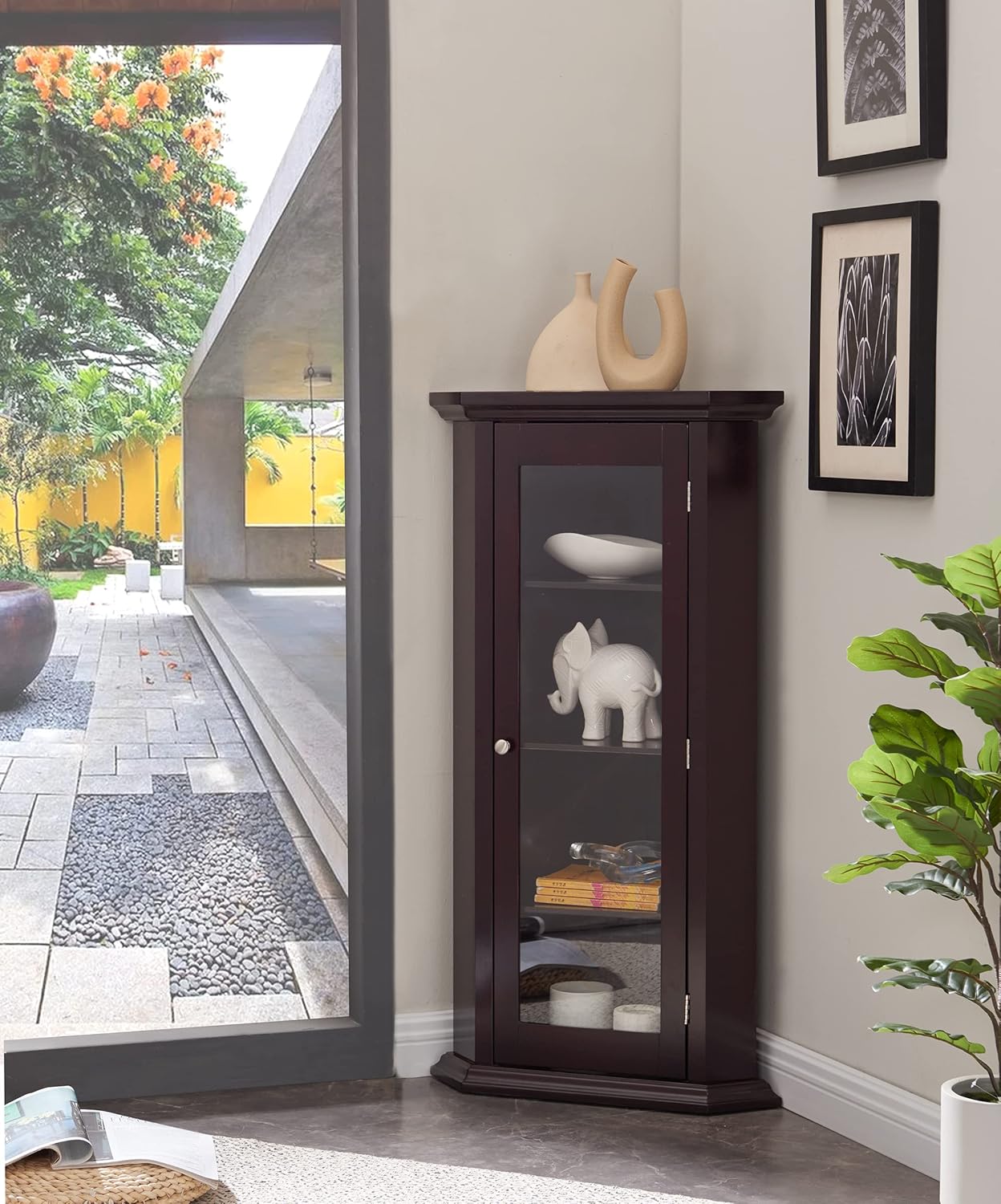 KB Designs Corner Accent Display Cabinet Cherry